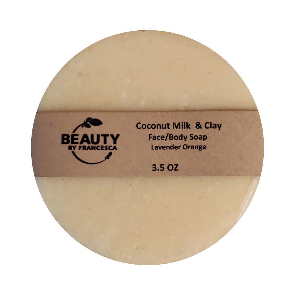 **Handmade Coconut Milk & Clay Soap Bar – Natural Face & Body Cleanser – Lavender Orange Scent – 100% Organic Ingredients – 4 oz – Perfect for Sensitive Skin & Aromatherapy Relaxation**