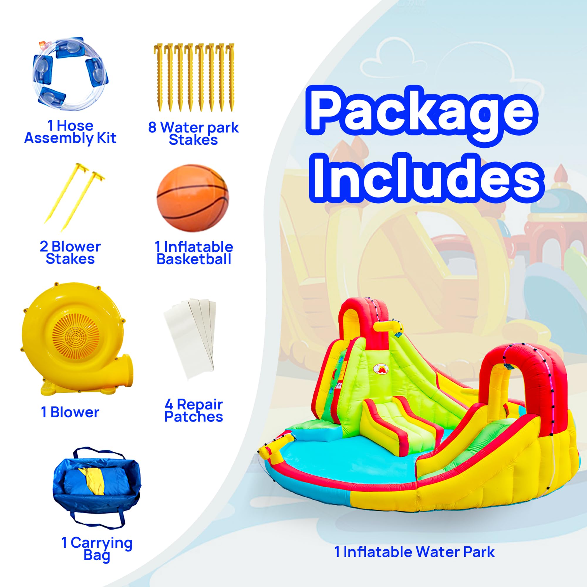 Best Heavy Duty Inflatable Water Slide Park with Double Slides & Climbing Wall | Outdoor Bounce House with Fountain & Air Blower Included | Perfect for Backyard Parties, Summer Fun & Kids Birthday Celebrations