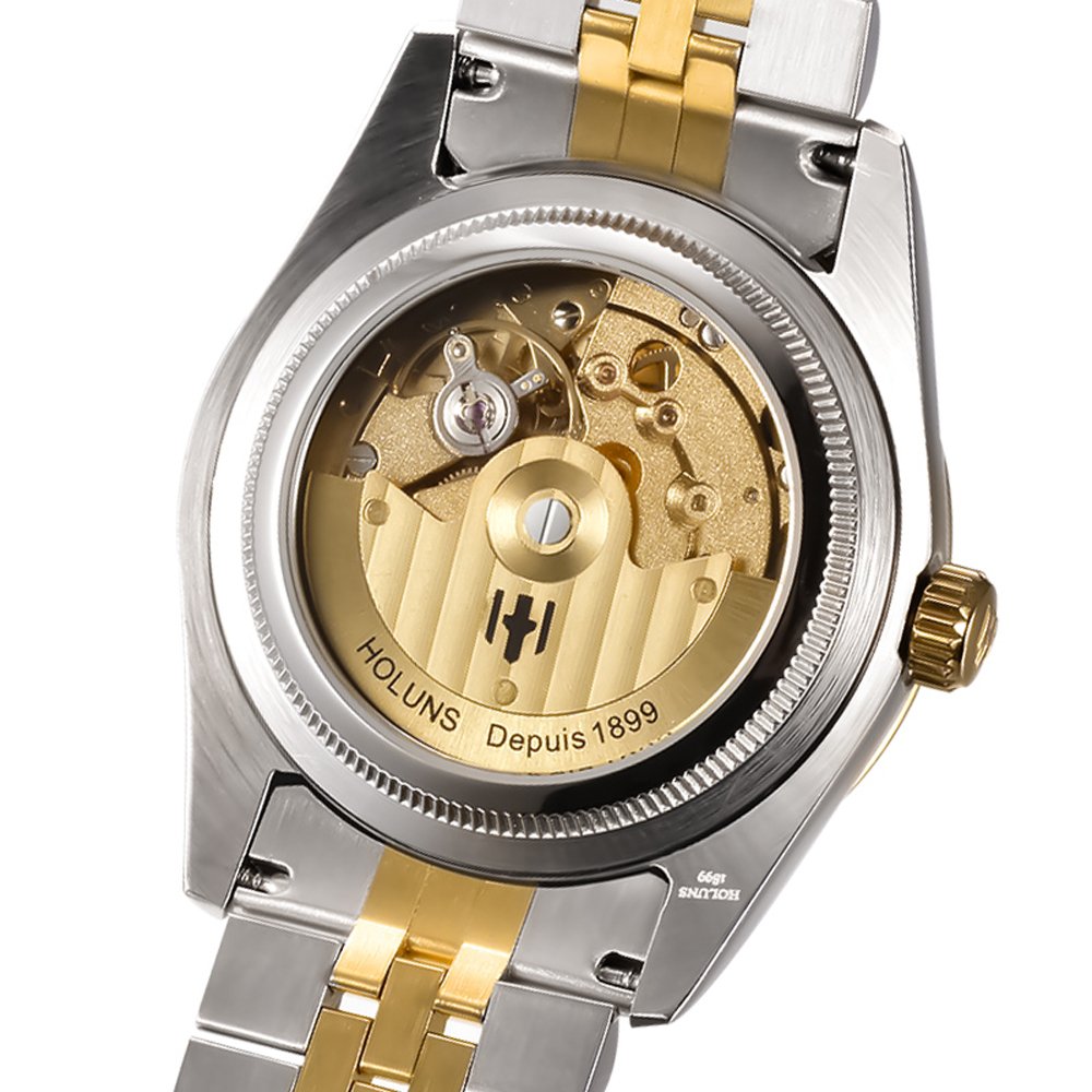 Luxury Men's Automatic Mechanical Watch - 18K Gold Plated Stainless Steel, Self-Winding, Sapphire Crystal Glass, Waterproof Dress Watch for Business & Formal Occasions