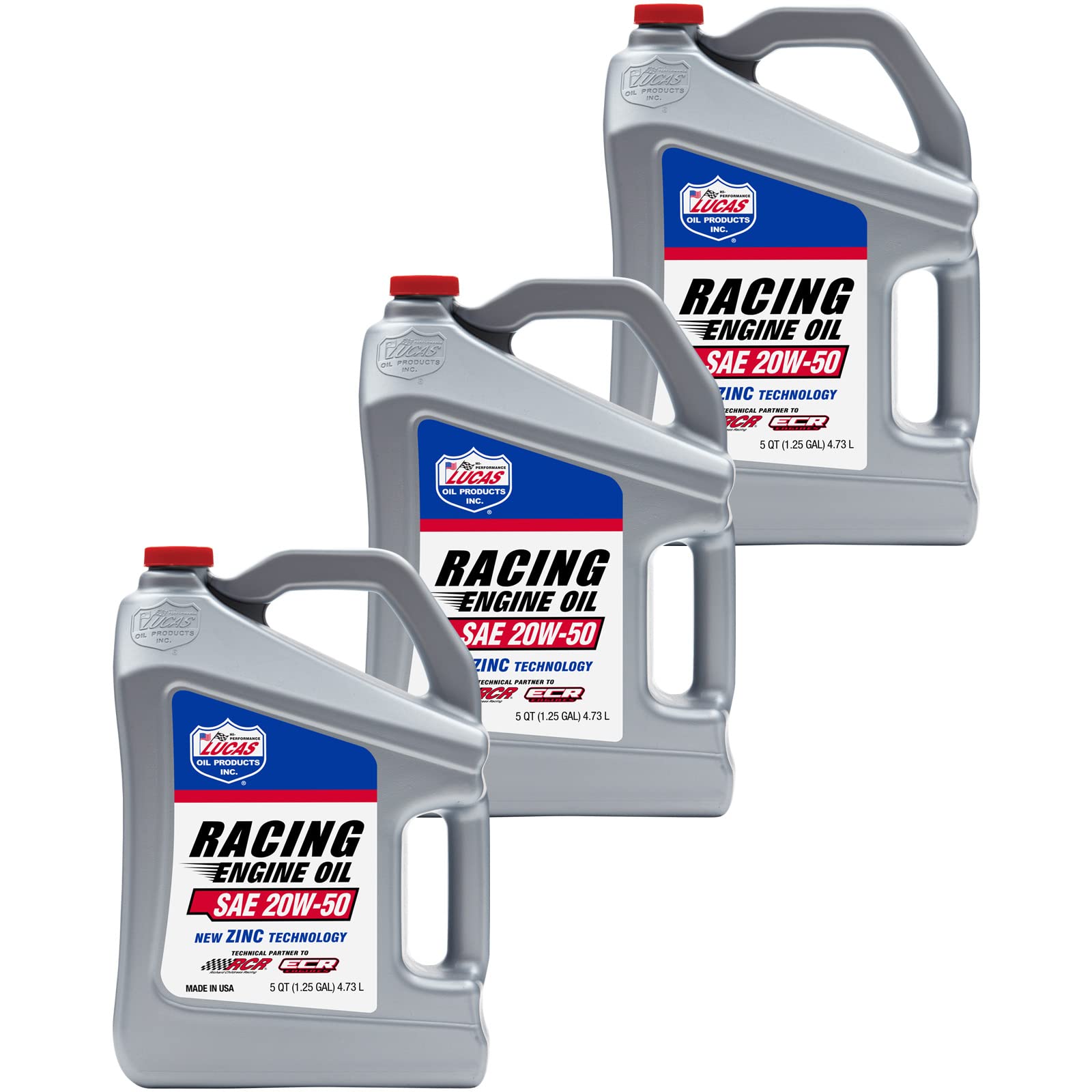 Lucas Oil 10621 SAE 20W-50 High Performance Racing Engine Oil - 5 Quart (Pack of 3) | Premium Motor Oil for Racing Cars, Classic Vehicles & High Mileage Engines | Ideal for Track Days, Drag Racing & Engine Protection
