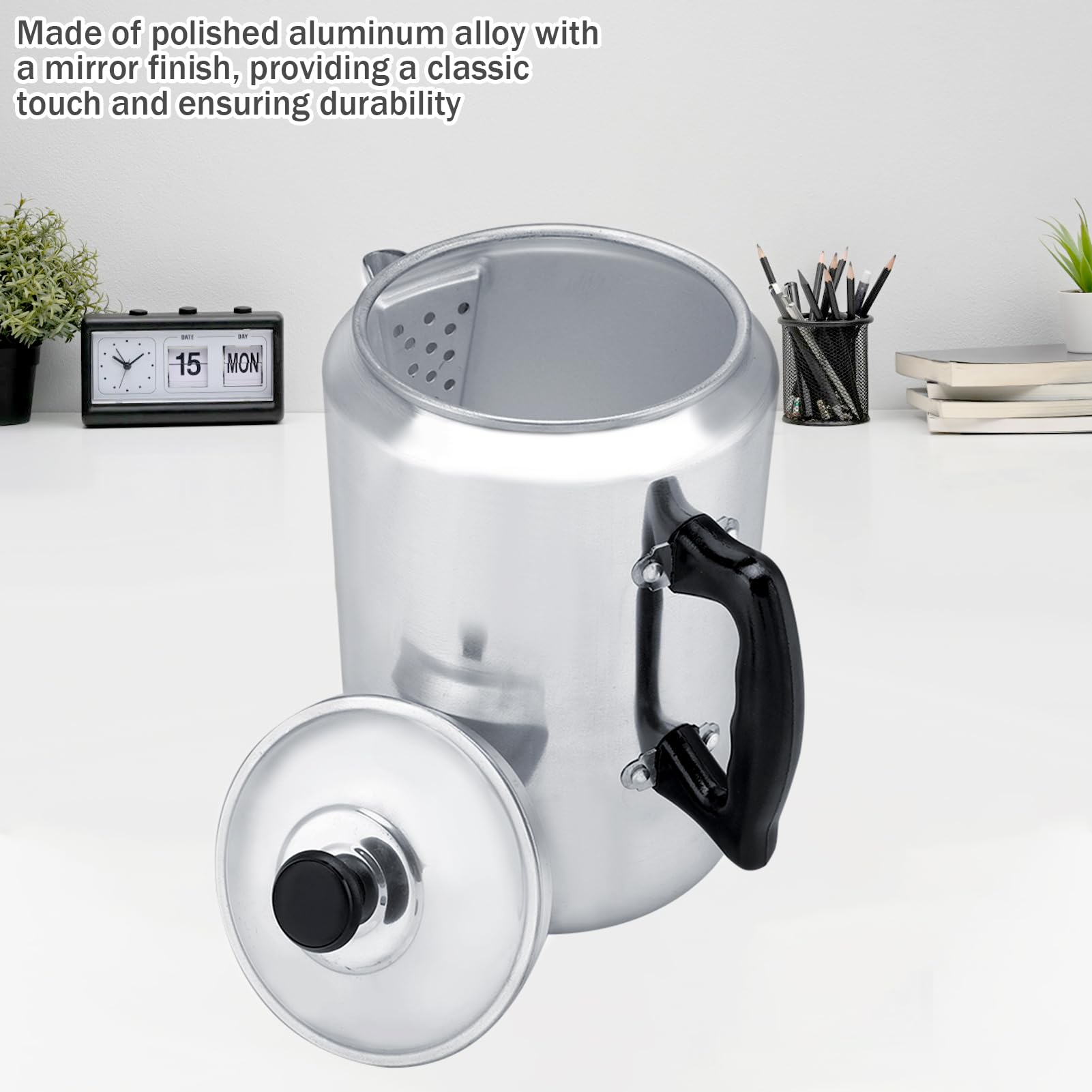 Premium Aluminum Alloy Stovetop Coffee Percolator - 8 Cup Camping & Home Brewing Percolator Pot with Lid - Ideal for Outdoor Adventures, RV Trips & Cozy Kitchen Use
