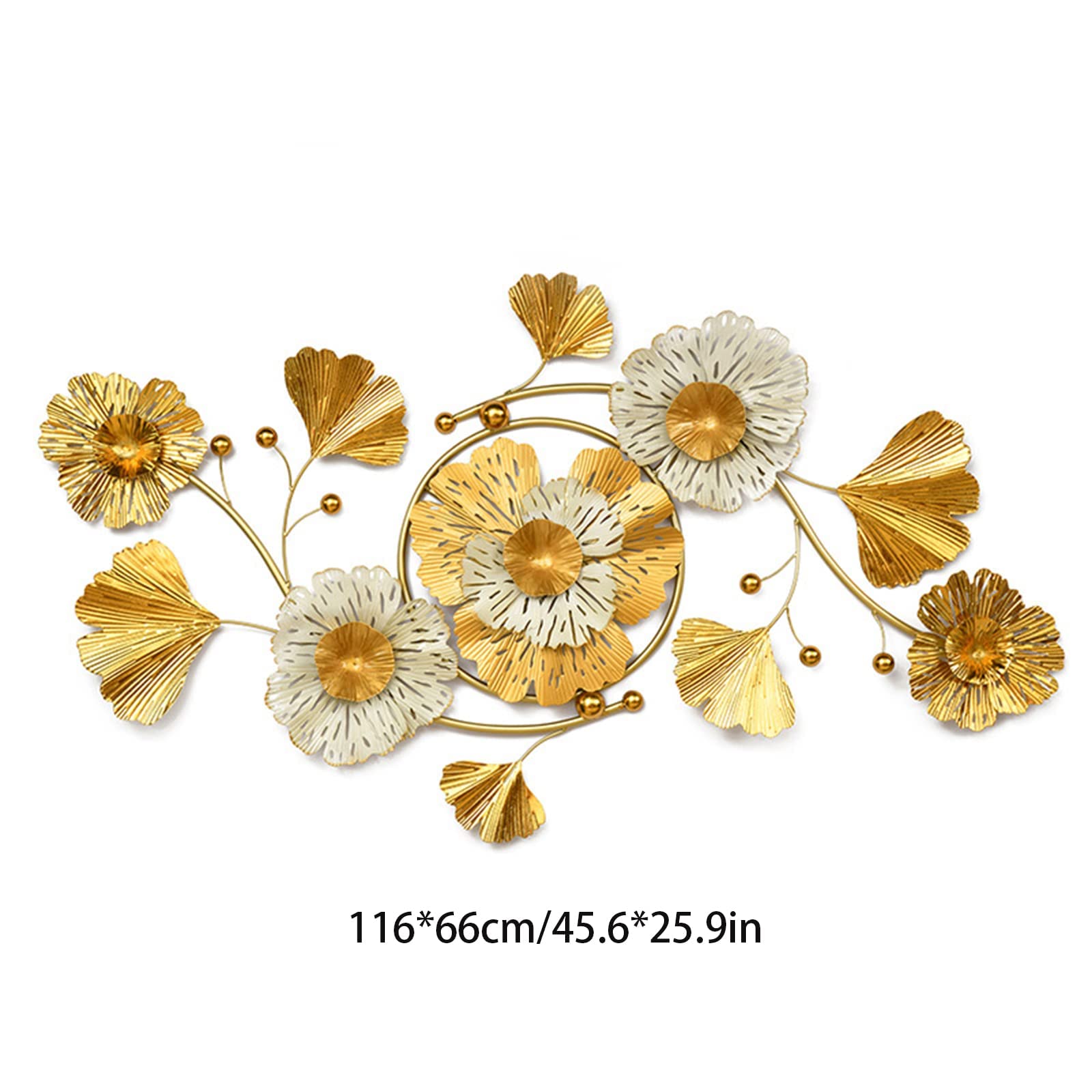 JYCCH Ginkgo Leaf Metal Wall Art - Handcrafted Metal Wall Sculpture for Home, Office, Living Room & Bathroom Decor - 45.6x25.9 Inch Elegant Wall Decoration - Perfect for Bohemian, Farmhouse & Modern Interior Design Styles