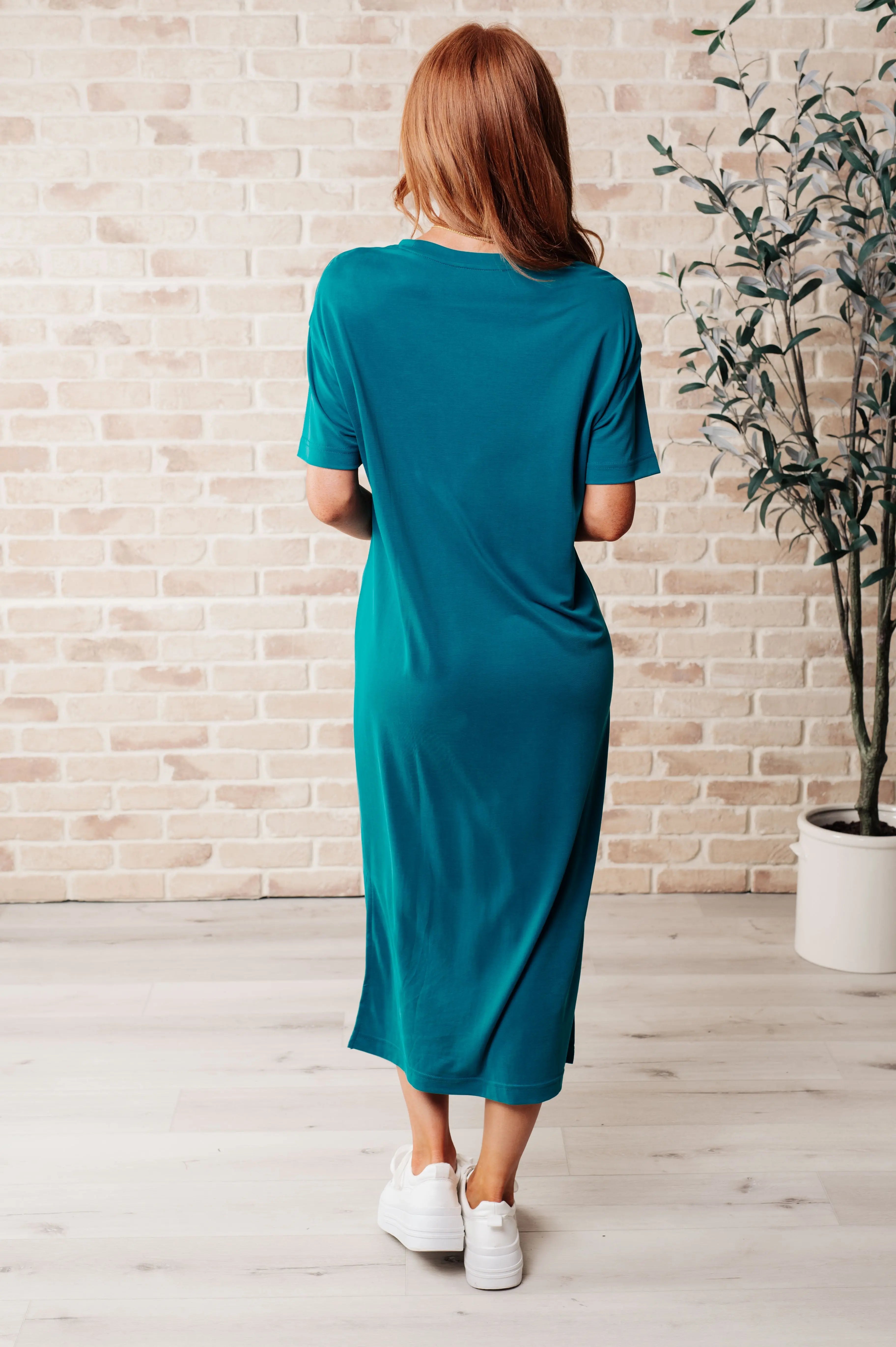 Stylish Drop Shoulder Maxi Dress in Teal - Comfortable Summer Beach Dress for Women, Perfect for Vacations, Parties & Casual Outings