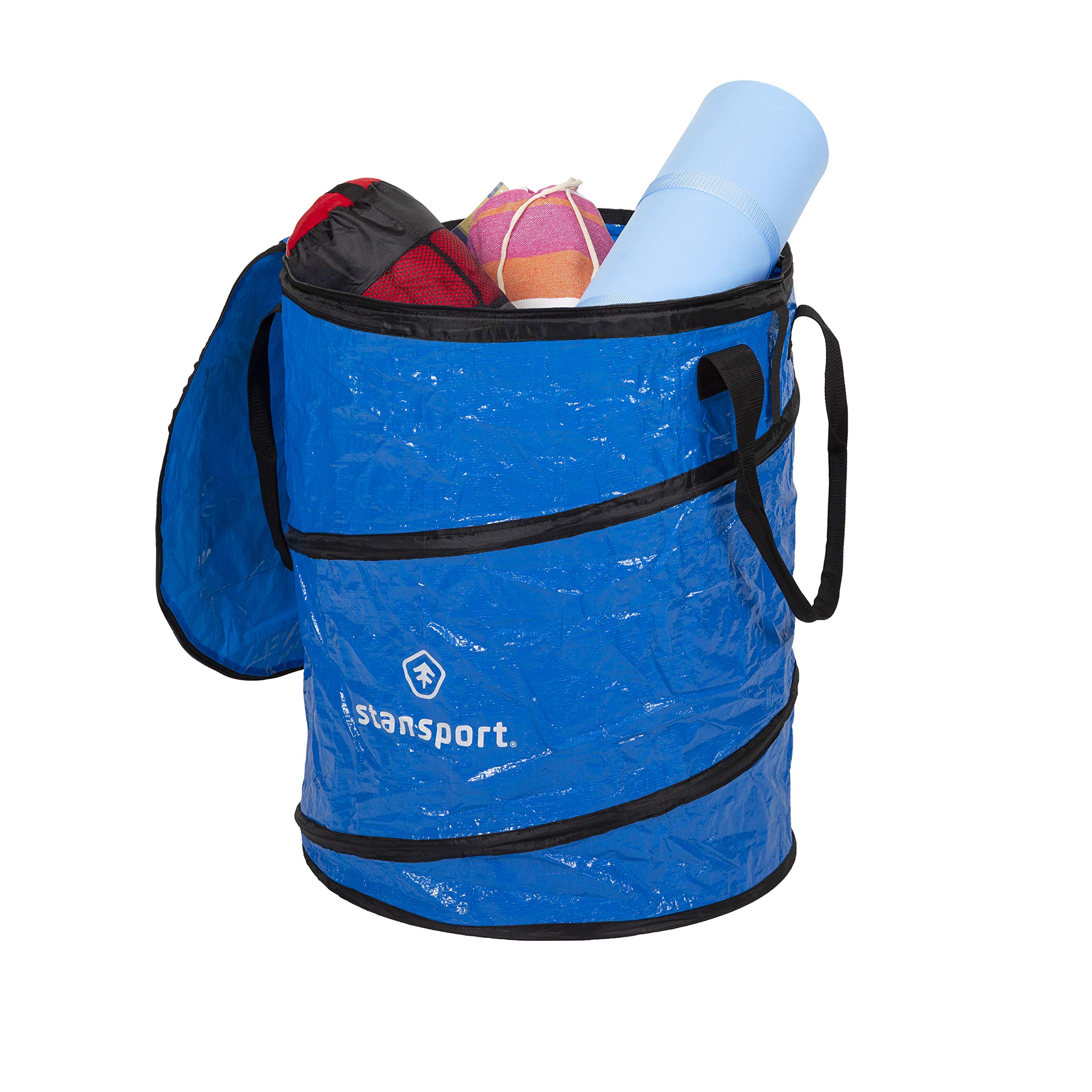 Stansport Collapsible Campsite Carry-All & Trash Can - Portable Outdoor Storage Bag for Camping, Picnics, Beach & Hiking - Durable Waterproof Collapsible Bin with Handles