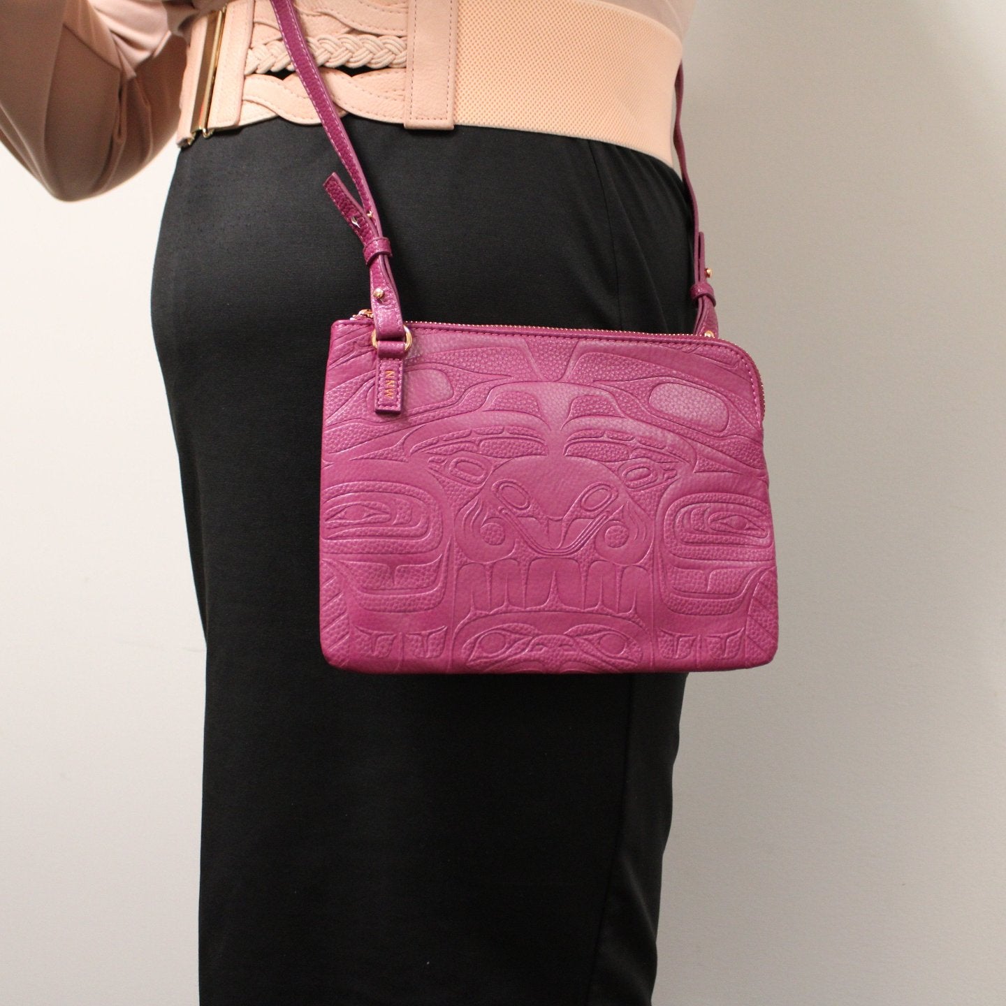Embossed Thunderbird & Whale Vegan Leather Crossbody Bag - Stylish & Eco-Friendly Purse for Women, Perfect for Work, Travel & Everyday Use