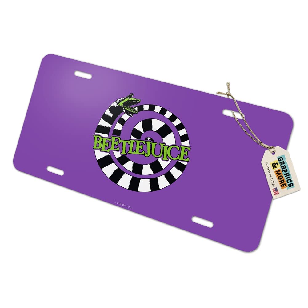 Beetlejuice Sandworm Logo Novelty Metal Vanity License Plate - Custom Car Tag for Movie Fans & Halloween Decor