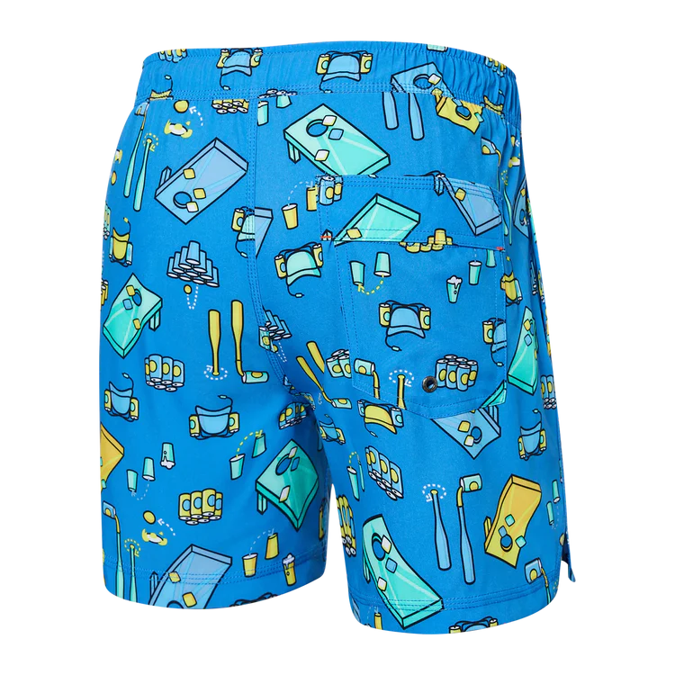 SAXX 5 Inch Oh Buoy 2-in-1 Volley Swim Trunks with Built-in Liner - Quick Dry, Comfortable Beach Shorts for Men - Perfect for Swimming, Volleyball & Summer Outdoor Activities (Racer Blue)