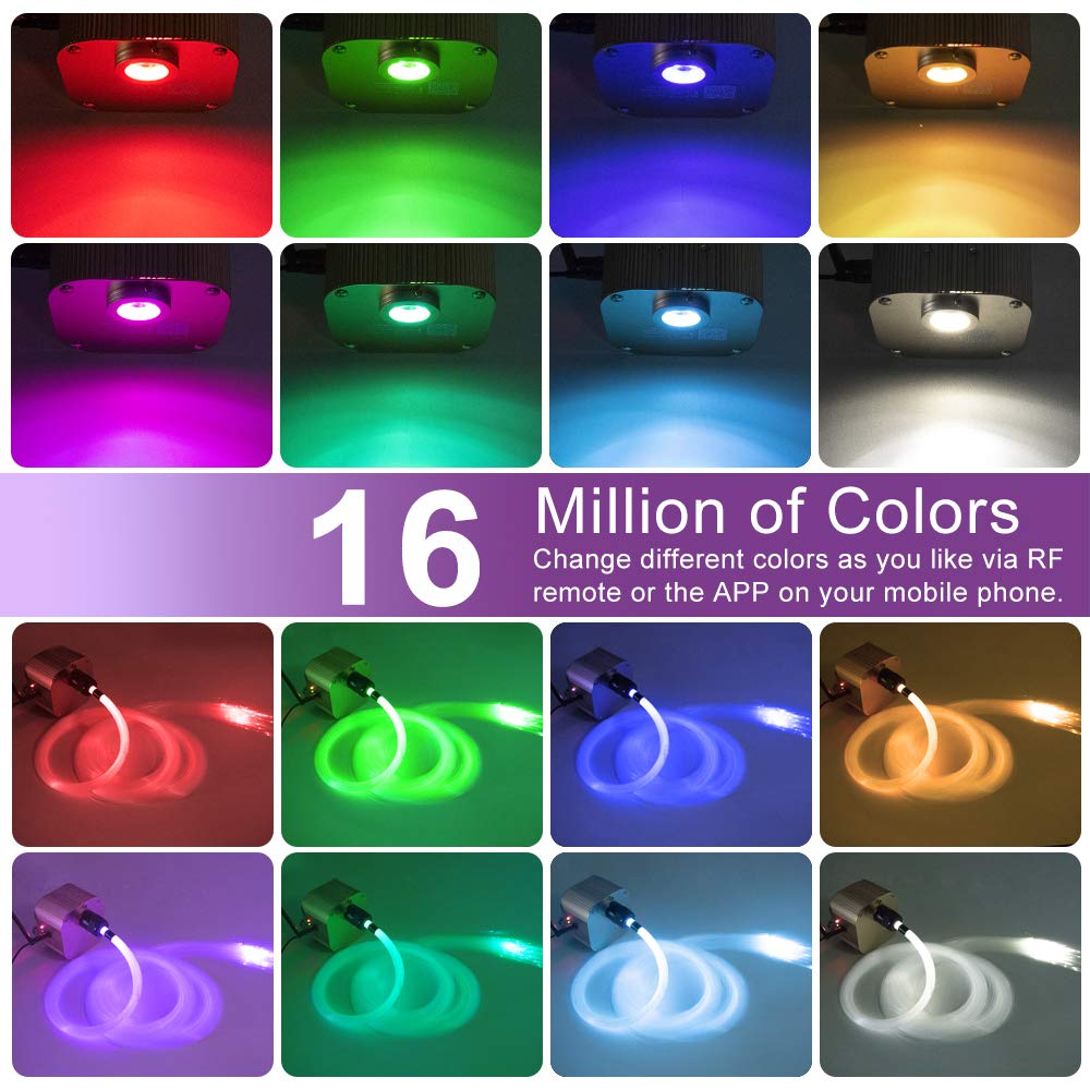AMKI Twinkle 16W Fiber Optic Star Ceiling Light Kit - 450pcs 0.03in 9.8ft Strands with RGBW Bluetooth/APP Control - Perfect for Car Headliner & Home Ceiling Decor - Sound Activated Starlight Kit for Bedroom, Theater & Party Lighting