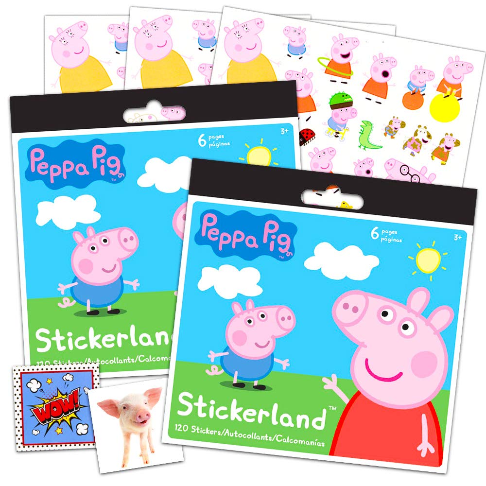Peppa Pig Stickers for Kids - 12 Sheets Party Favors Set | Perfect for Birthday Parties, School Rewards & Scrapbooking (Peppa Pig Party Supplies)