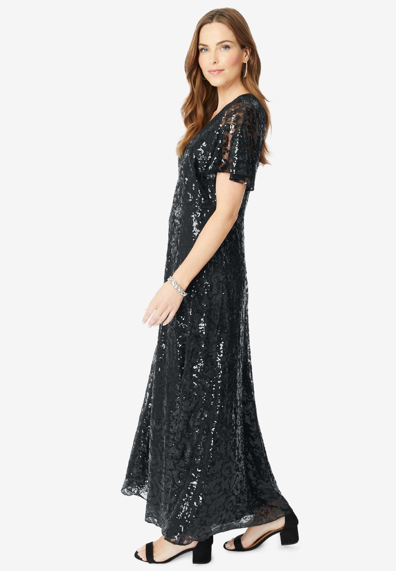 Romantic Plus Size Sequin Maxi Dress for Women - Elegant Evening Gown for Parties, Prom, Weddings & Special Occasions