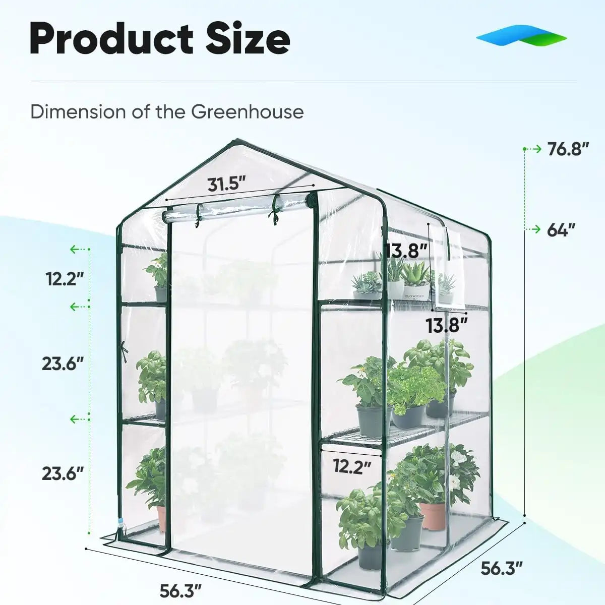 56x56x77 Walk-in Greenhouse for Plants - Portable Garden Greenhouse with Sturdy Frame & UV Protection - Perfect for Indoor/Outdoor Gardening, Seed Starting & Plant Protection