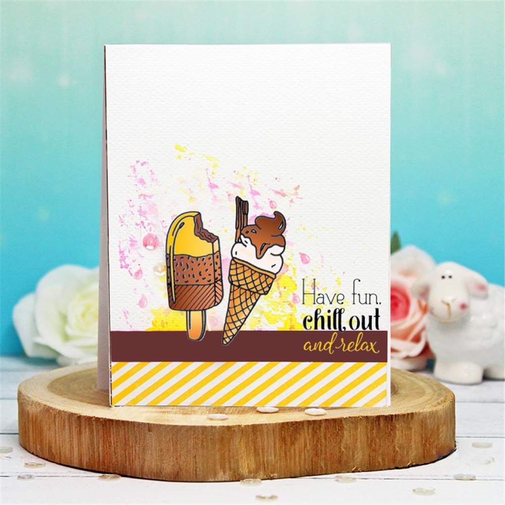 Arrietty Tent Beach Holiday Clear Stamps Set for Card Making, Scrapbooking & Journaling - Relaxing Vacation Ice Cream Rubber Stamps for DIY Albums, Planners & Craft Projects - Perfect for Summer Cards, Travel Journals & Gift Decorations