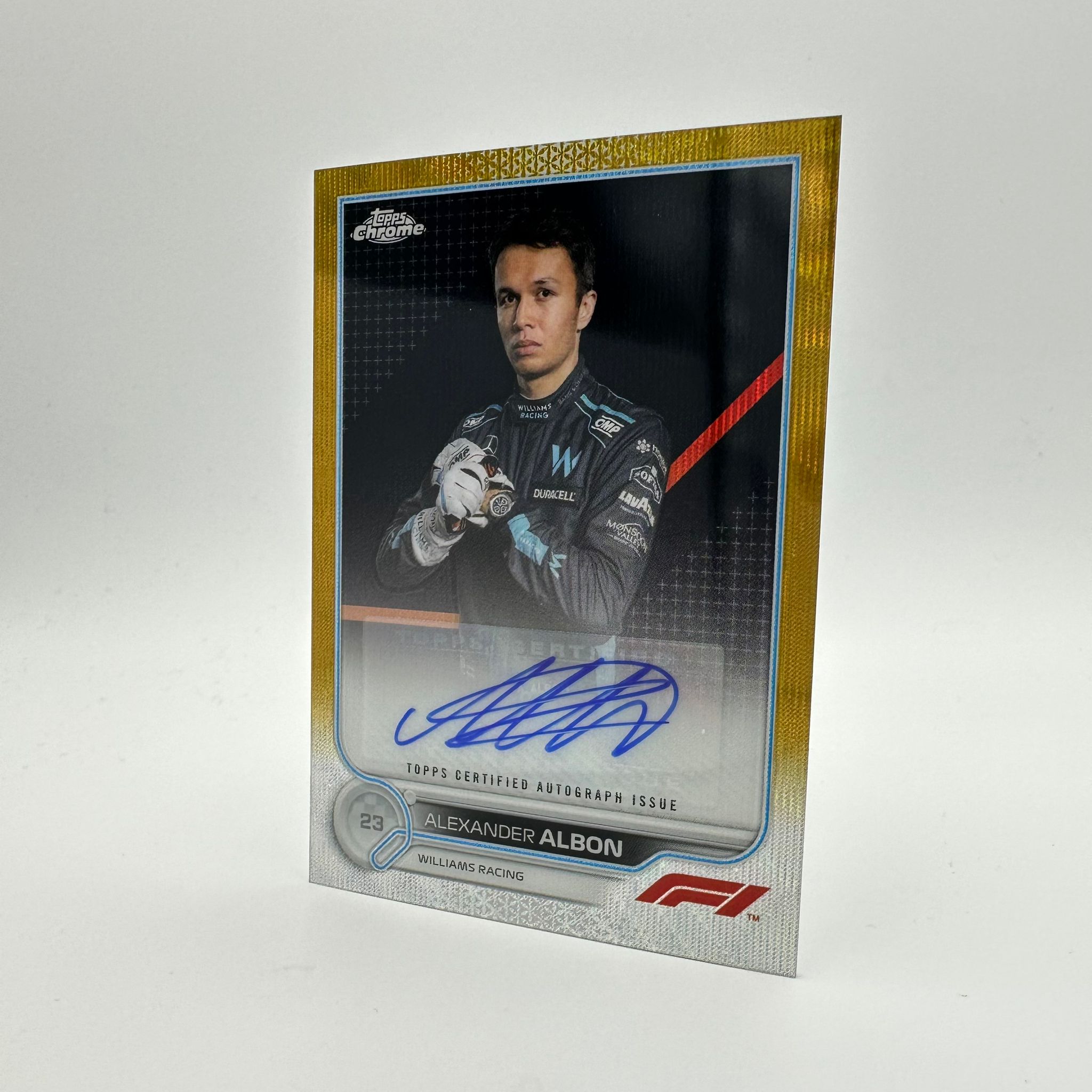 Alexander Albon 2023/50 Gold Autograph CAC AA - Limited Edition Collectible for Racing Fans & Memorabilia Enthusiasts - Perfect for Display, Gifting & Sports Collections