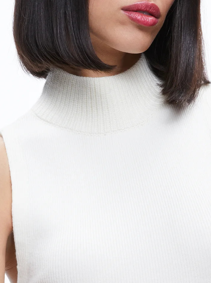 Darcey Turtleneck Sweater Tank Top for Women - Soft Ecru Knit Layering Piece - Perfect for Fall/Winter Fashion, Office Wear & Casual Outfits