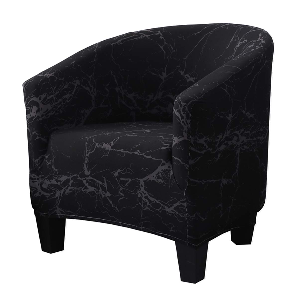 Velvet Stretch Armchair Slipcover - Washable Club Chair Cover, Wingback Sofa Protector with High Elasticity, Plush Spandex Furniture Cover for Living Room, Bedroom, Office (Black Crack) - Perfect for Home Decor & Pet Protection