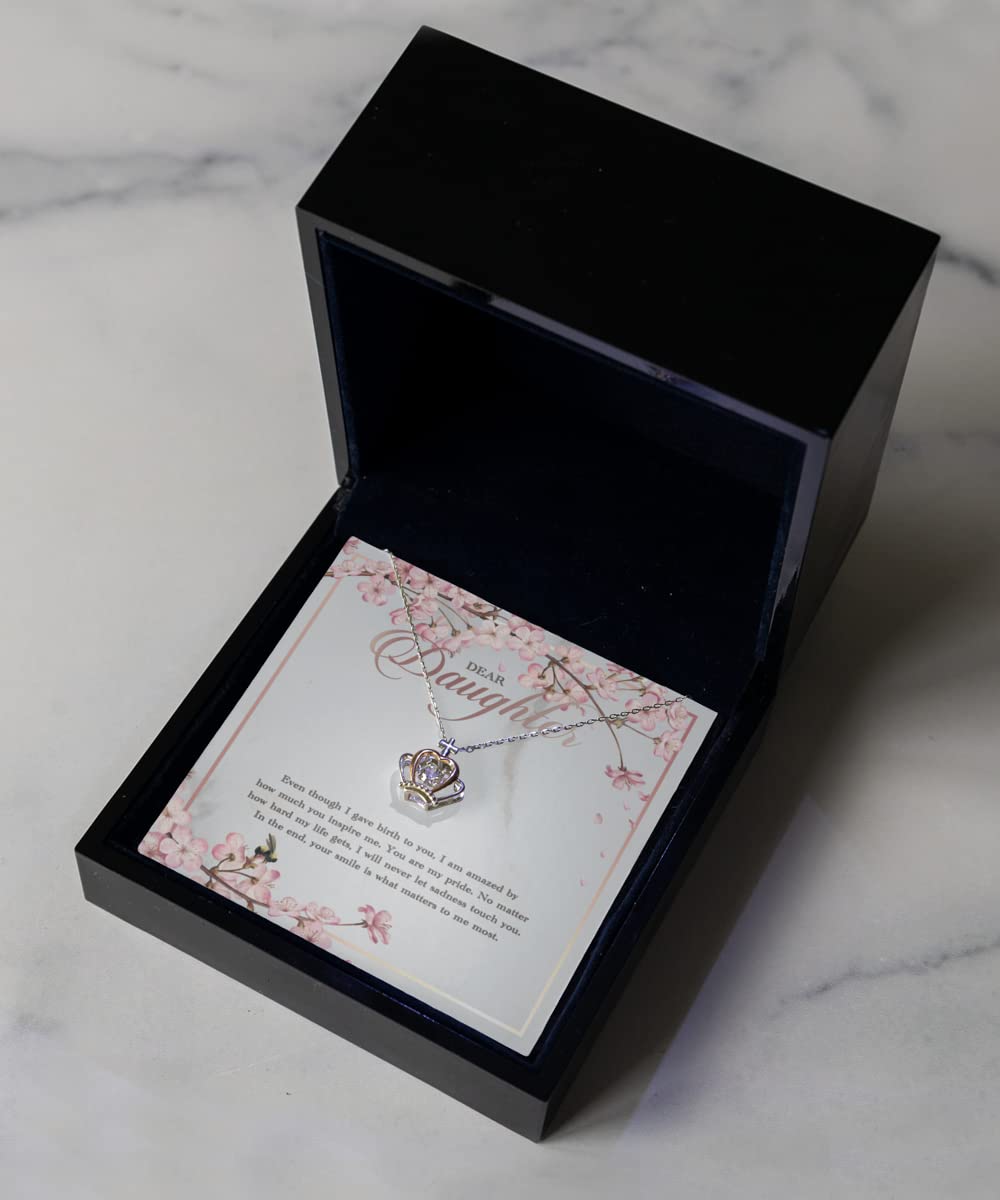 925 Sterling Silver Luxe Crown Necklace for Daughter - Elegant Graduation & Birthday Gift from Mom | Mother Daughter Jewelry for Special Occasions & Everyday Wear