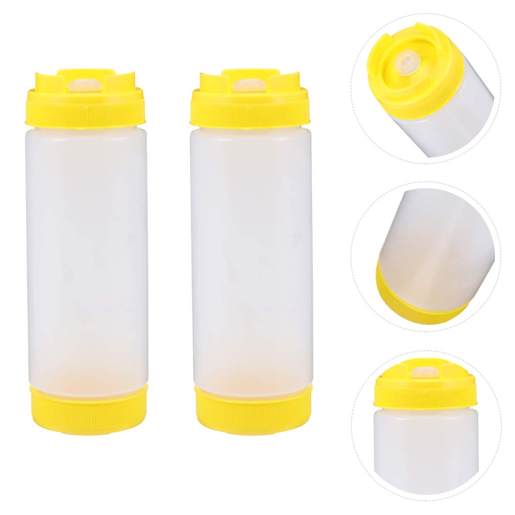 Hemoton 2-Pack Dual-Head Squeeze Bottles for Sauces, Condiments, Jam & Ketchup - BPA-Free Kitchen Storage & Dispensing Bottles - Perfect for BBQ, Salad Dressing, Pancake Syrup & Baking Decorations