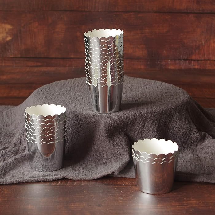 Premium Silver Foil Cupcake Liners & Muffin Baking Cups - 50 Pack Small Size for Perfect Baking | Ideal for Birthday Parties, Weddings, and Holiday Desserts