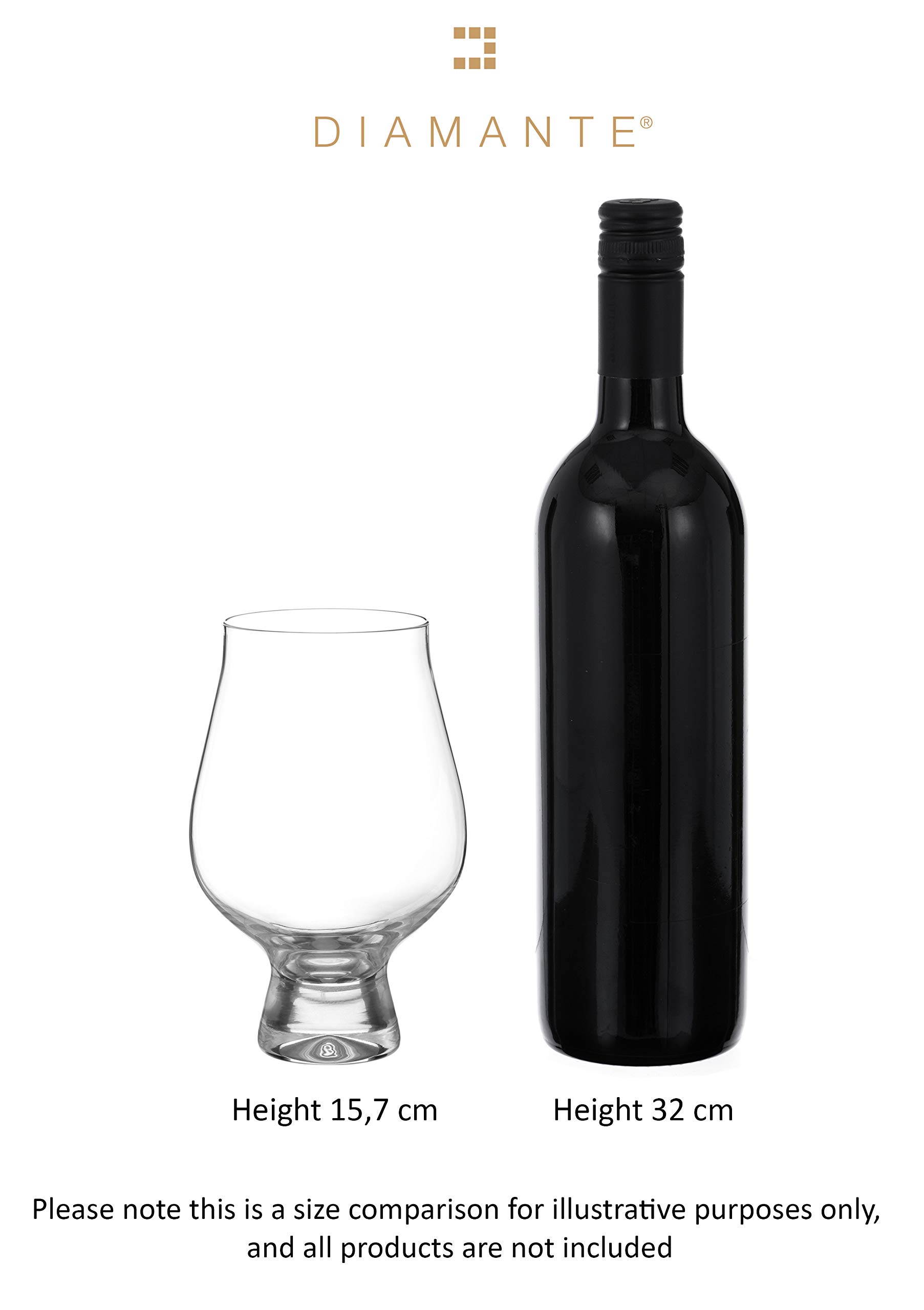 DIAMANTE 'Auris' Crystal Gin and Tonic Glasses Set of 2 - Stemless Cocktail Glasses for Gin, Whiskey, Water & More - Perfect for Home Bar, Parties & Gifts