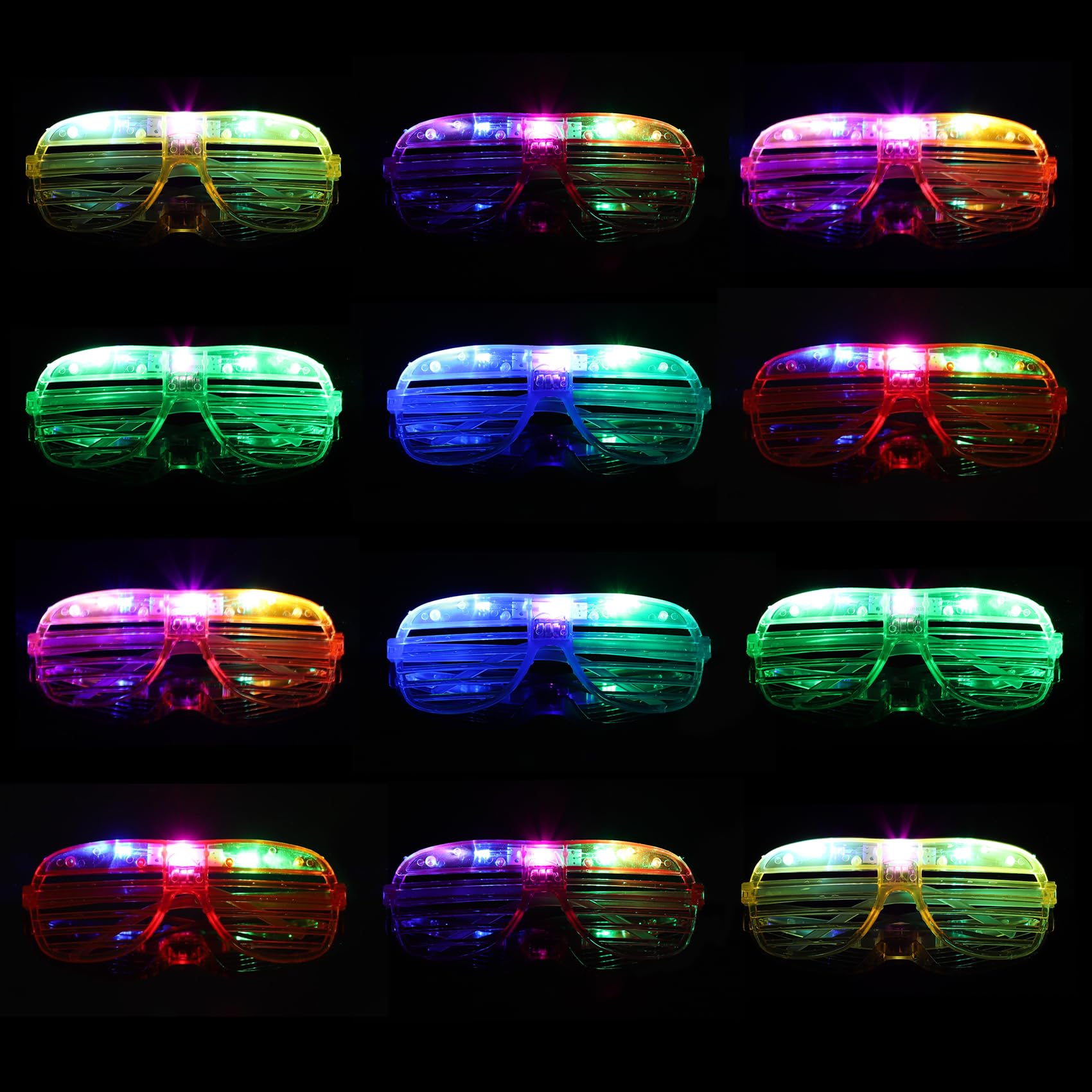GDERFANEY 24 Pack LED Light Up Glasses - Glow in The Dark Party Glasses with Neon Lights for Nightclubs, Raves, Halloween & Birthday Party Favors