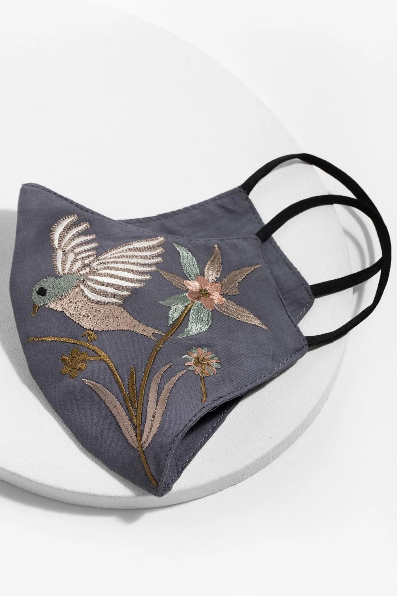 Hummingbird Embroidered Face Mask - Reusable Washable Cotton Fabric with Adjustable Ear Loops for Women & Men - Perfect for Outdoor Activities, Travel, and Daily Protection