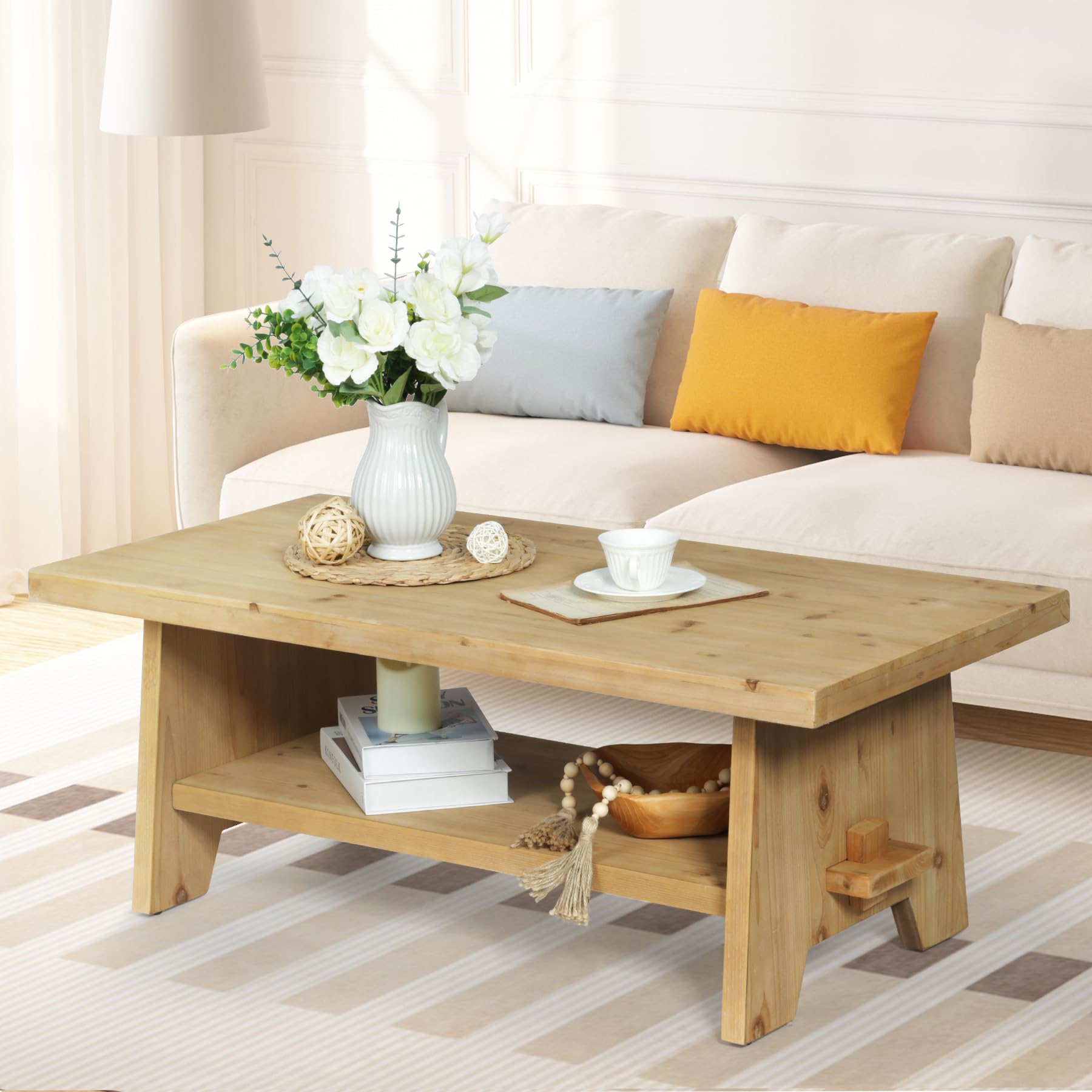 Rustic Farmhouse Wood Coffee Table - 43.4