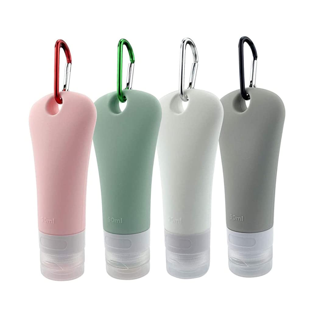 **Leak-Proof Silicone Travel Bottles Set - 4-Pack Squeezable TSA Approved Toiletry Containers for Shampoo, Lotion & Makeup | Perfect for Airplane Carry-On, Gym & Vacation Essentials**
