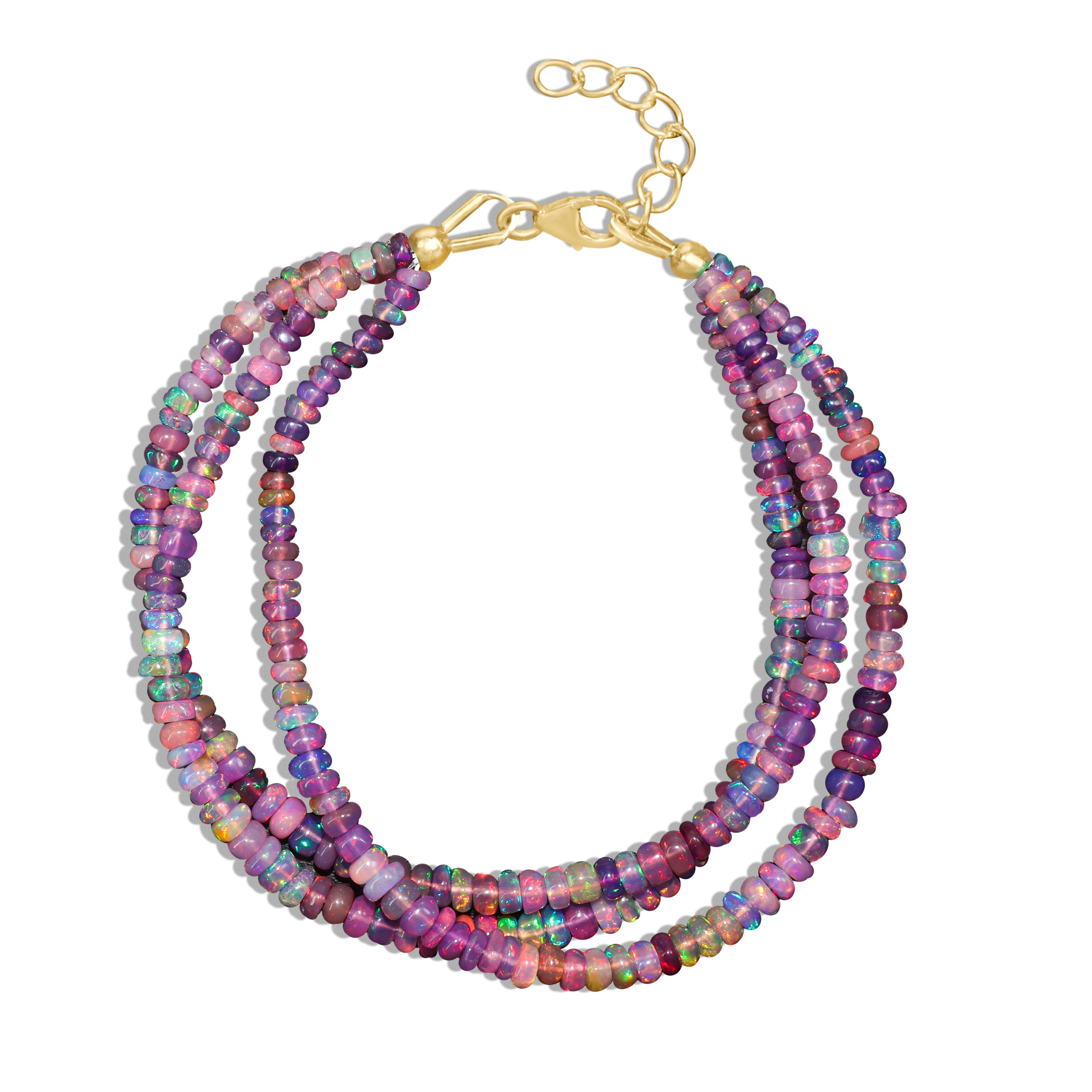 Natural Purple Opal 3 Strand Plain Beaded Bracelet for Women | Handmade Gemstone Jewelry | Boho Chic Accessories for Casual Wear & Special Occasions