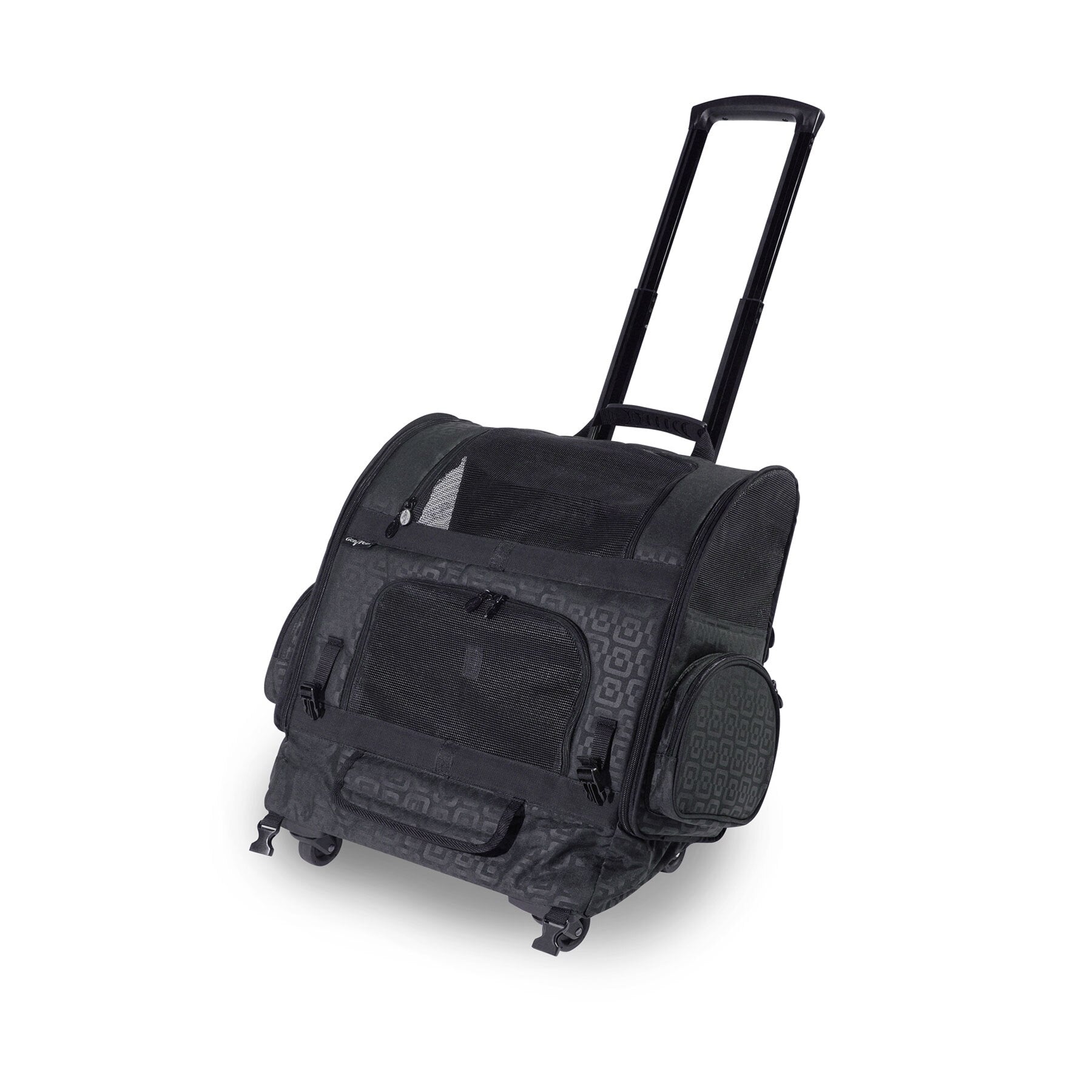 Gen7Pets Black Geometric Roller Pet Carrier - Lightweight Airline Approved Travel Crate for Small Dogs & Cats - Perfect for Air Travel, Vet Visits & Road Trips
