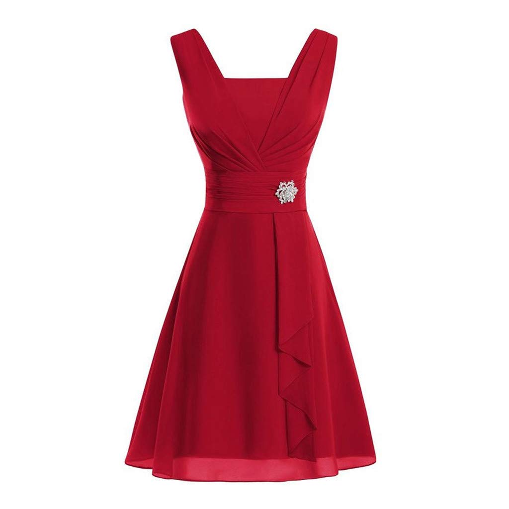 Women's Casual Wrap V-Neck Sleeveless Solid A-Line Midi Dress - Elegant Club & Evening Party Wear - Perfect for Cocktail Parties, Date Nights & Special Occasions