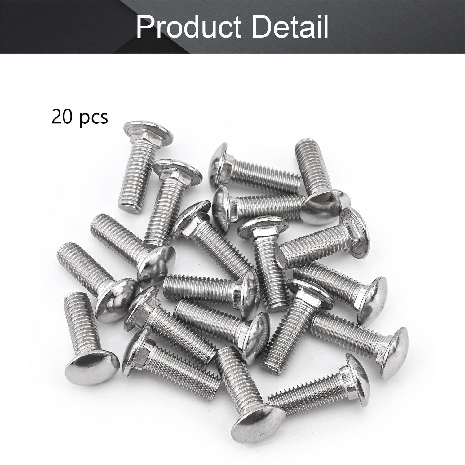 M8x25mm 304 Stainless Steel Carriage Bolts 20PCS - for Furniture & Automotive