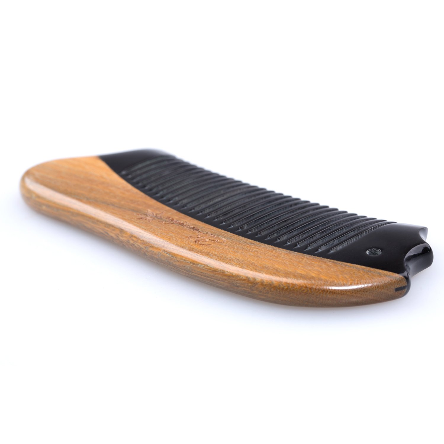 Premium Sandalwood & Buffalo Horn Fine Tooth Comb for Women - Anti-Static Handmade Pocket Hair Comb - Perfect for Travel, Detangling & Styling