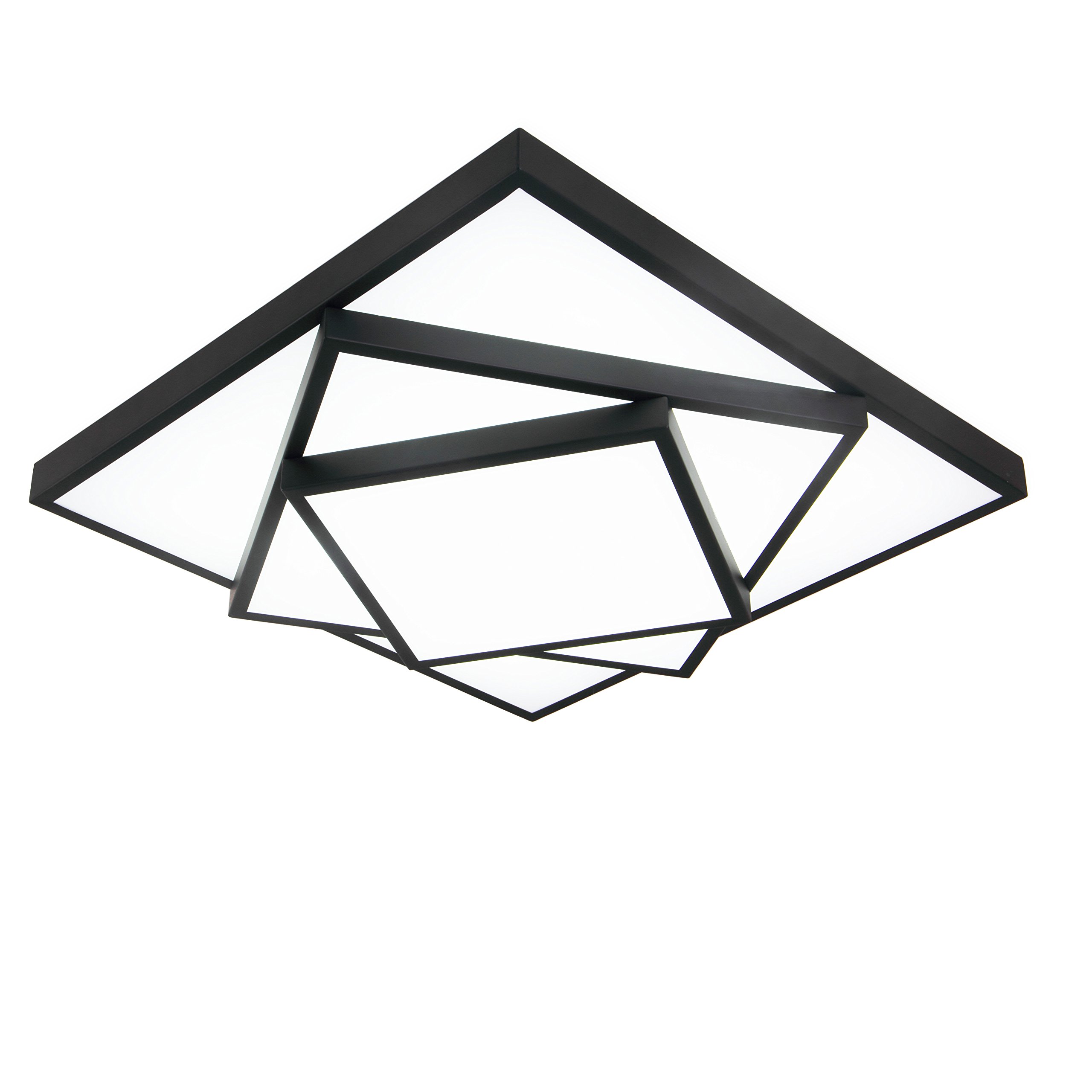 Modern Simple Geometric LED Flush Mount Ceiling Light - 25x25 Inch Metal Art Fixture, 36W Energy Efficient, Painted Finish - Perfect for Living Room, Bedroom, Kitchen & Office Lighting