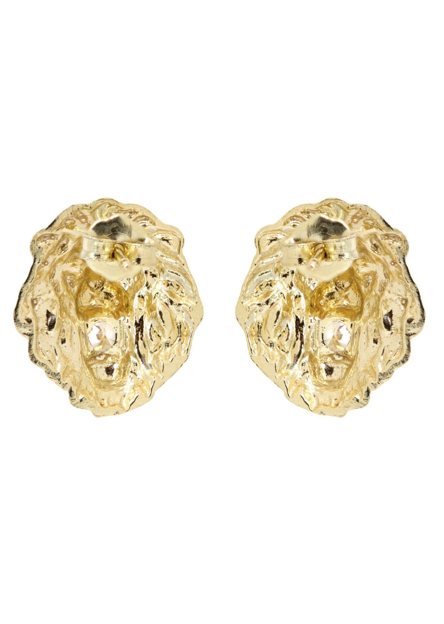10K Gold Lion Head Earrings for Men - 1/2 Inch Wide | Stylish Hip Hop Jewelry for Parties & Gifts