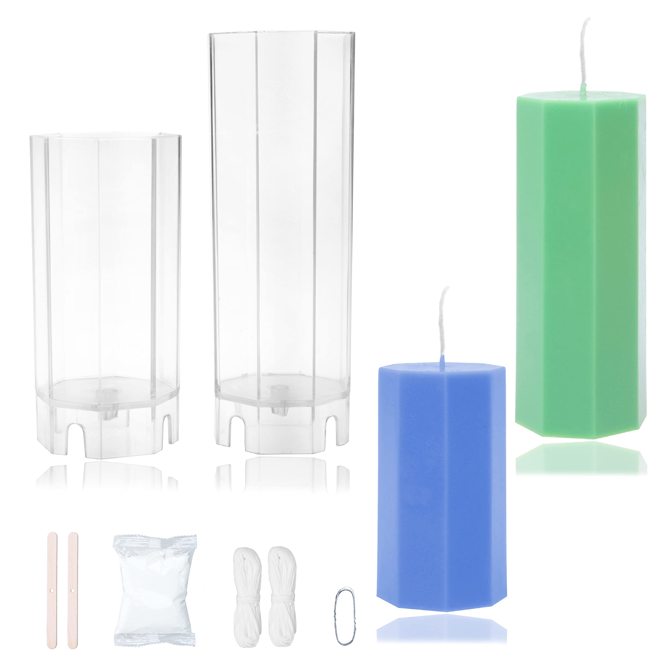 2PCS Octagonal Pillar Candle Molds - Reusable Plastic Candle Making Molds for Beeswax, Soy Wax & Paraffin - DIY Home Decor, Wedding Centerpieces, Holiday Crafts