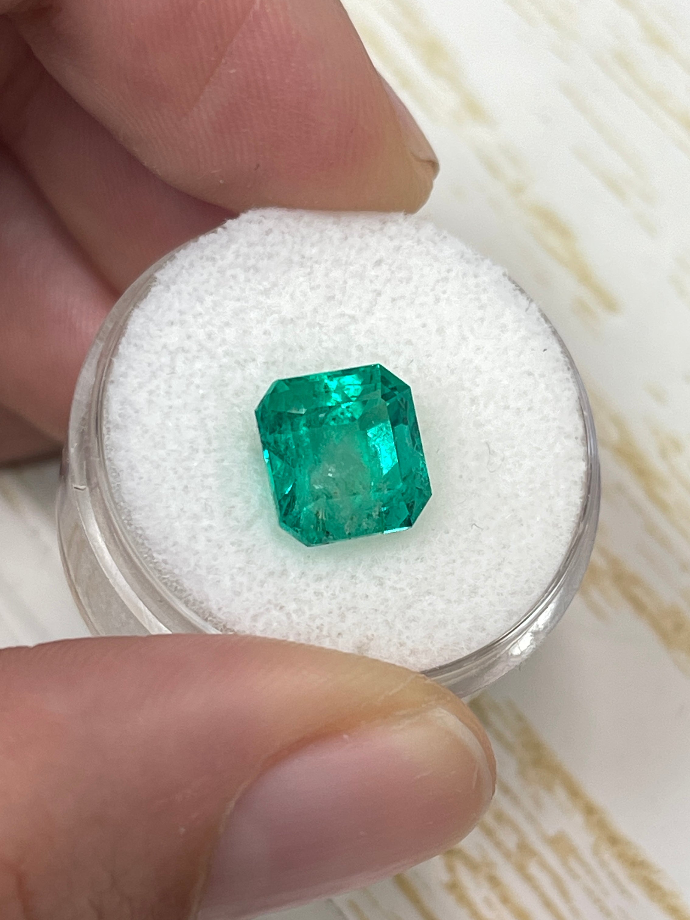 4.22 Carat 9x9mm Vivid Muzo Natural Loose Colombian Emerald Asscher Cut Gemstone for Jewelry Making & Engagement Rings