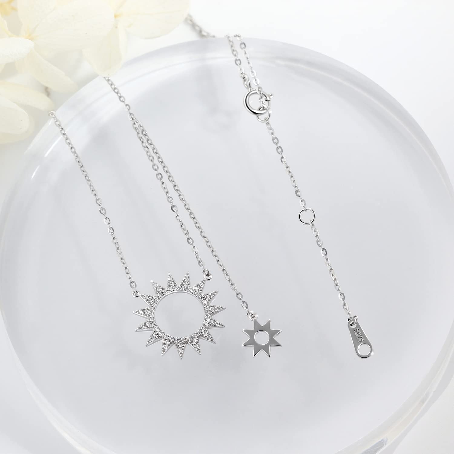 925 Sterling Silver Sun Choker Necklace for Women - Gold Plated Sun Pendant Lariat Necklace, Dainty Layering Jewelry Gift for Birthday, Anniversary & Everyday Wear