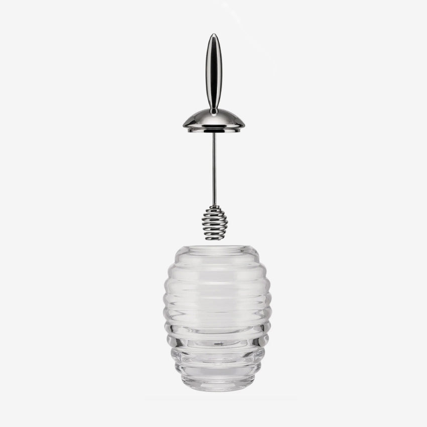 Alessi Stainless Steel Honey Jar with Dipper - Elegant Honey Storage Container for Tea, Coffee & Breakfast - Perfect for Kitchen, Dining Table & Gift Giving