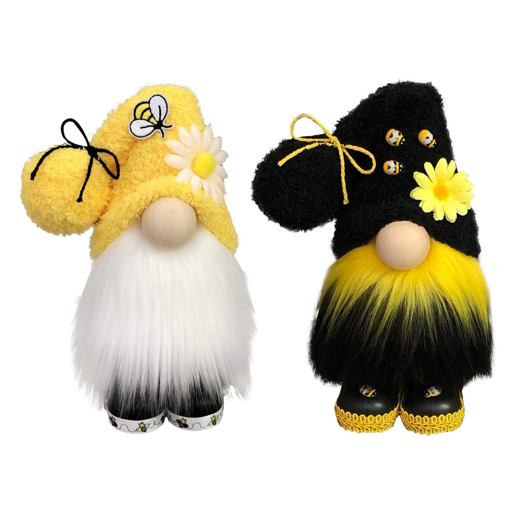 Bee Gnome Doll with Sunflower - Spring Summer Garden Gnome Decor for Home, Office & Farmhouse - Cute Tabletop Decoration (2-Piece Set) - Perfect for Indoor & Outdoor Decor, Gift Giving & Seasonal Displays