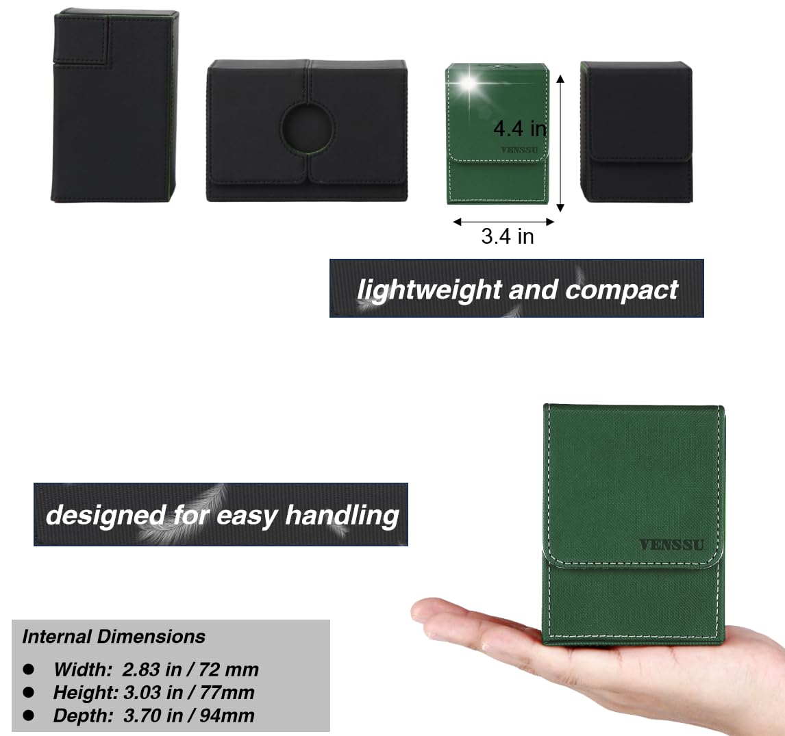 Venssu MTG Commander Deck Box - Holds 100 Double Sleeved Cards, TCG Storage Case with 2 Dividers & 1 Toploader (Green & White) - Perfect for Magic: The Gathering Tournaments, Card Collection Organization, and Game Night Storage