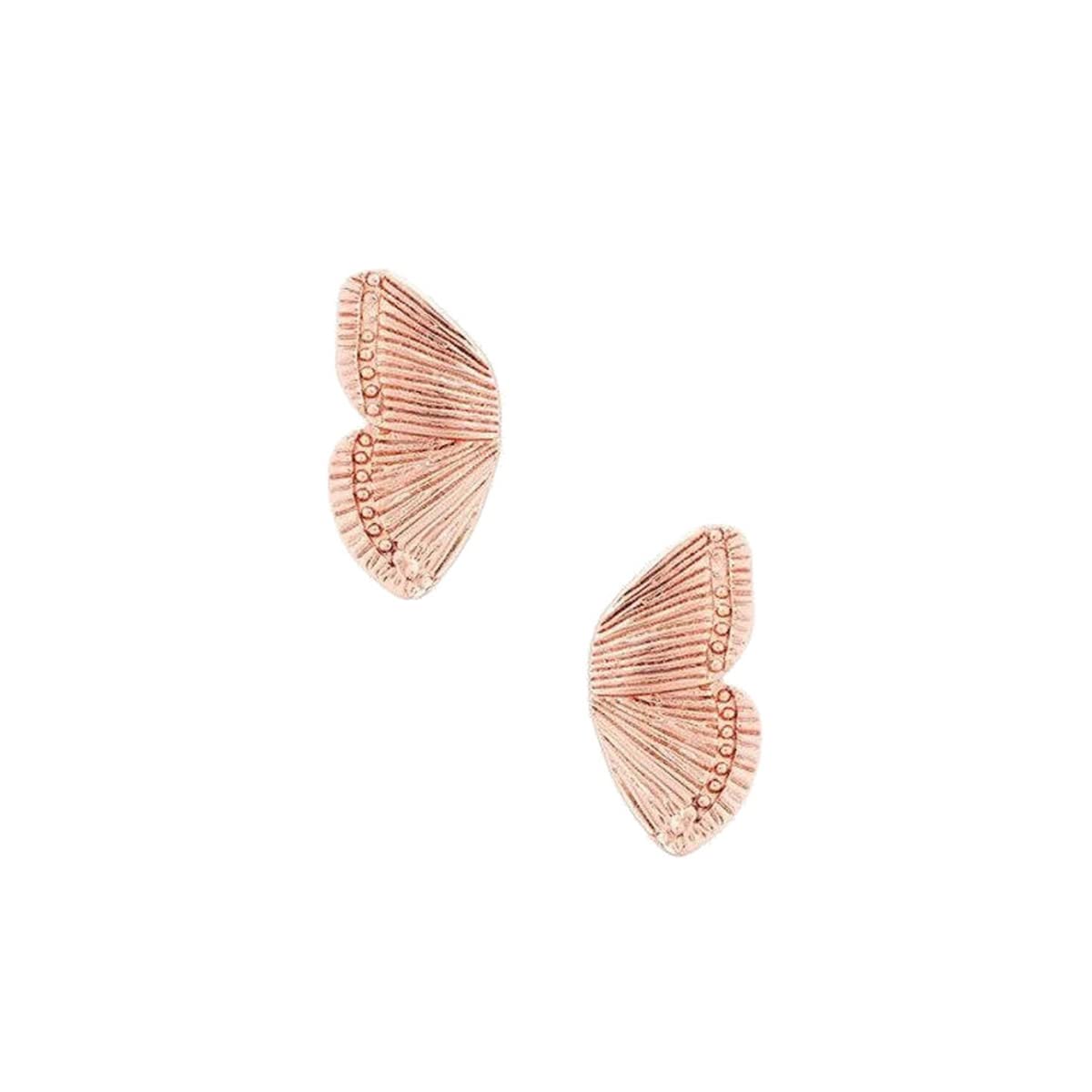 14K Gold Plated Butterfly Wings Stud Earrings for Women - Minimalist Lightweight Cartilage Earrings in Silver & Rose Gold - Dainty Hypoallergenic Jewelry for Everyday Wear & Special Occasions