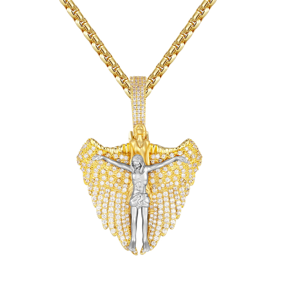 925 Sterling Silver Jesus Christ Angel Wings Crucifix Pendant Necklace - Religious Jewelry Gift for Baptism, Confirmation & Christian Faith