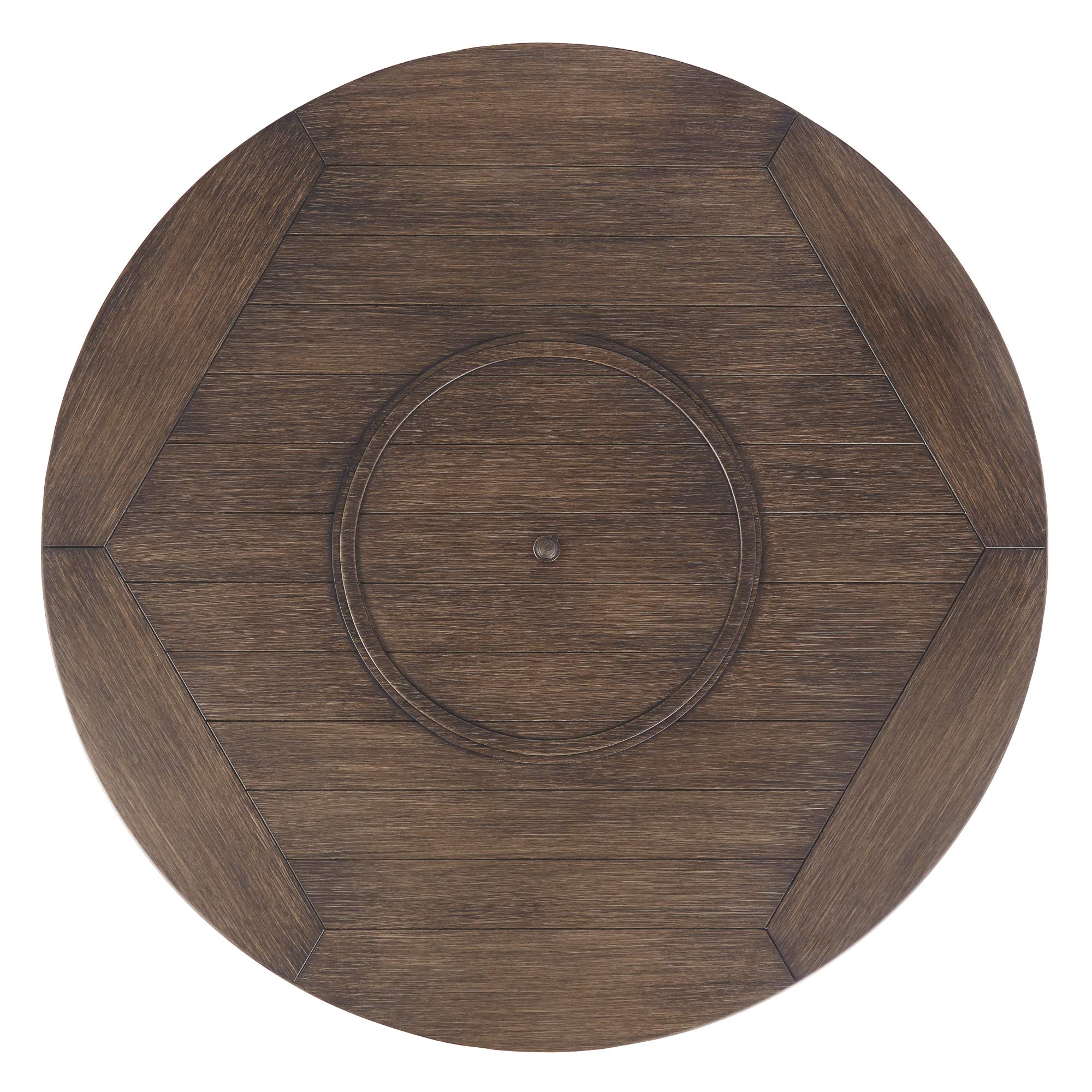 Signature Design by Ashley Paradise Trail Outdoor Round Wicker Patio Fire Pit Table - Weather-Resistant Brown Rattan Fire Pit for Backyard, Garden & Poolside Gatherings