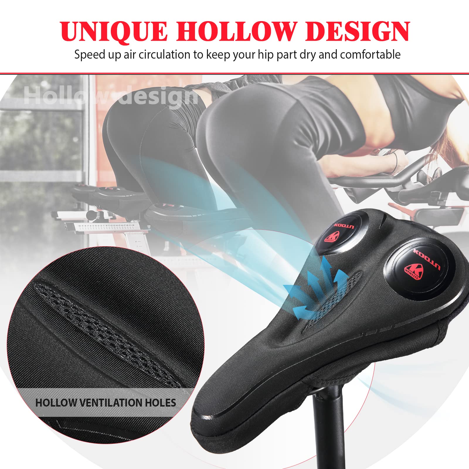 SAVADECK Gel Bike Seat Cushion - Extra Soft Padded Bicycle Saddle for Men & Women - Universal Fit for Peloton, Road & Mountain Bikes - Comfortable Narrow Seat Cover for Long Rides & Indoor Cycling Workouts