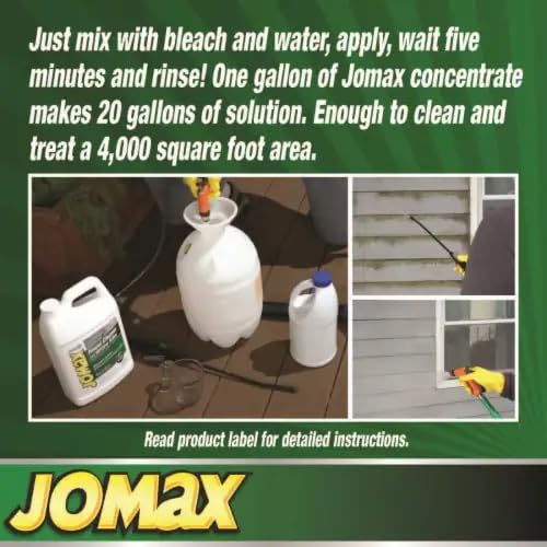 Zinsser Jomax 60101 House Cleaner & Mildew Remover Concentrate - 1 Gallon Outdoor Siding Cleaner - Safe for Vinyl, Wood & Brick - Perfect for Patios, Decks & Exterior Walls