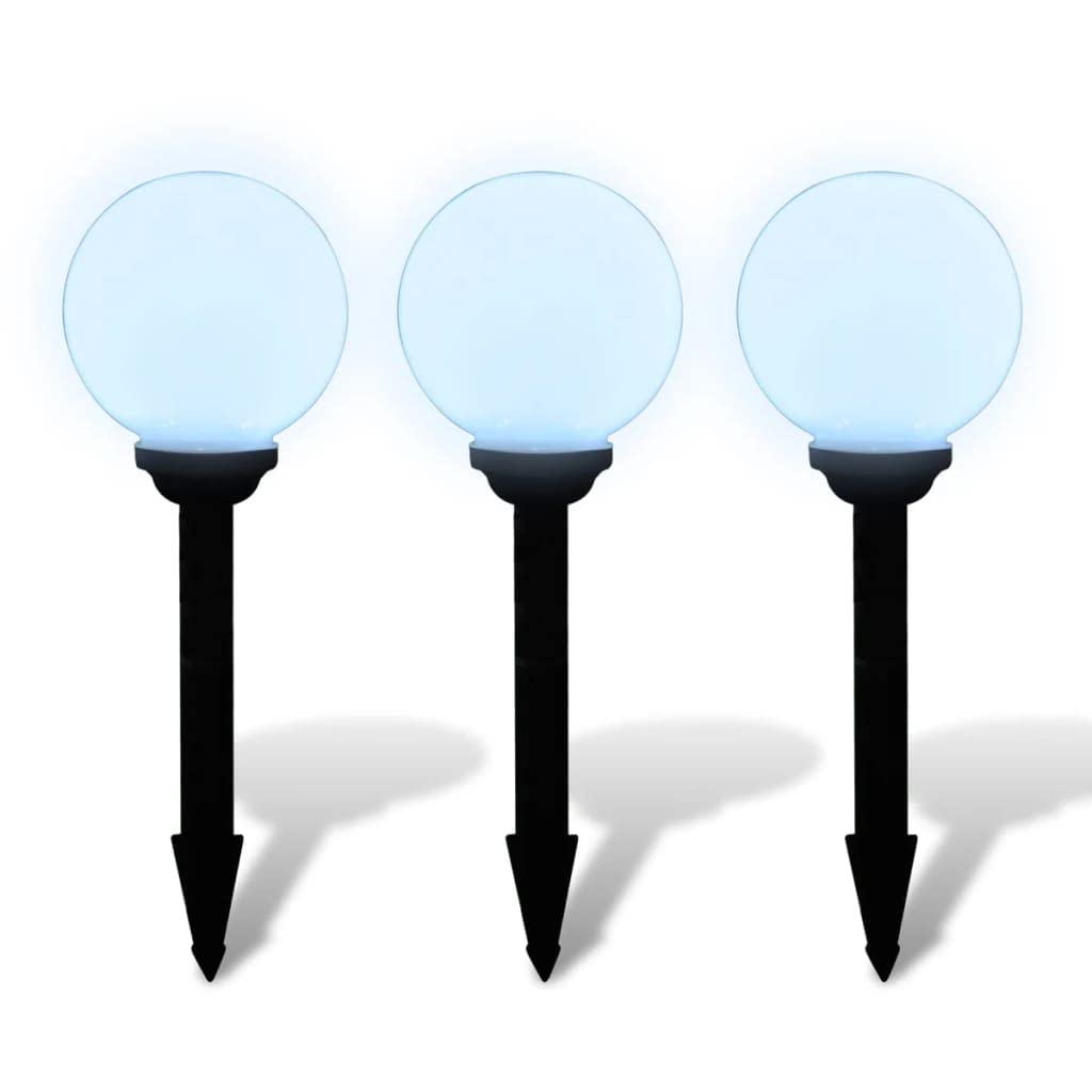 CHARMMA 7.9 Inch Solar Garden Lights - 3 Pack Waterproof LED Solar Ball Lights with Ground Spikes for Outdoor Pathway, Yard, Patio & Landscape Decoration
