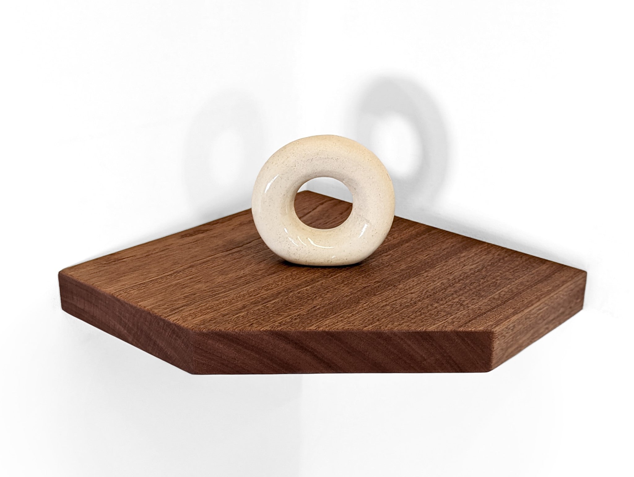 Premium Mahogany Floating Corner Shelf with Straight Edge - Perfect for Bathroom, Kitchen & Living Room Storage