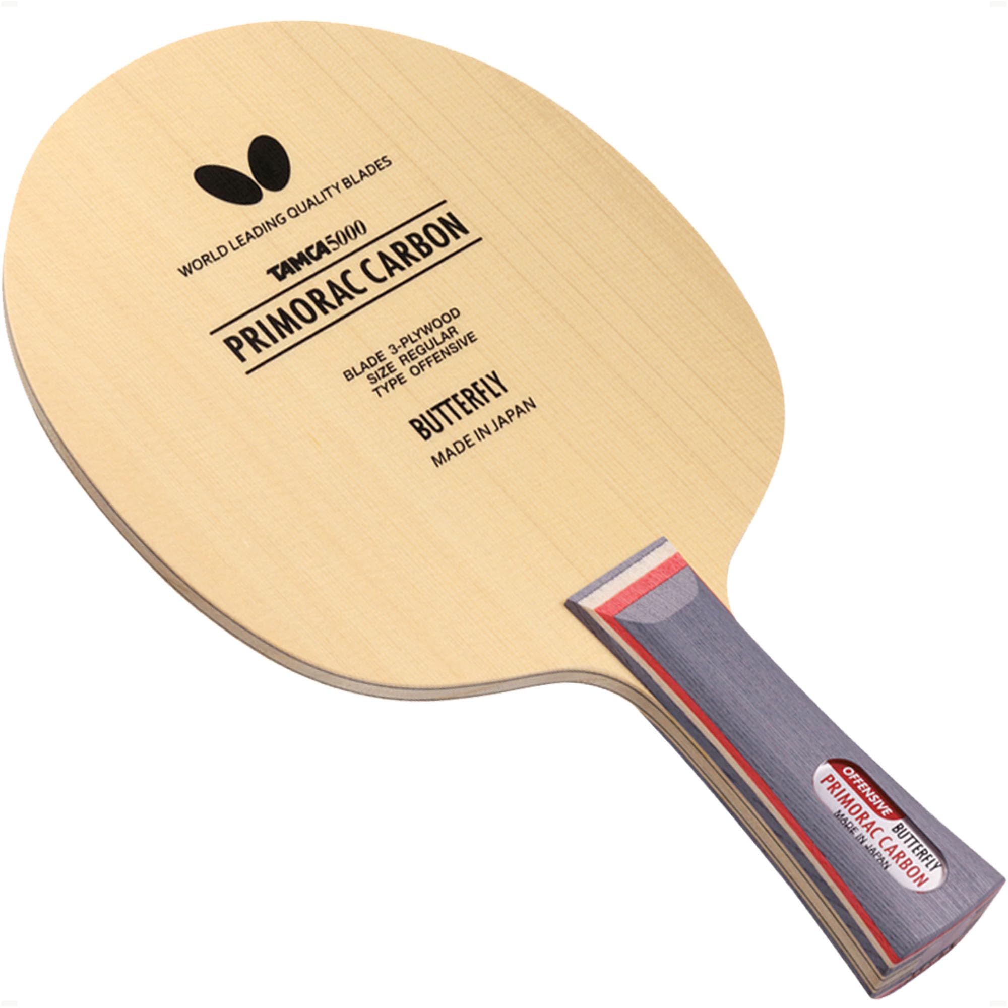 Butterfly Primorac Carbon Table Tennis Blade - TAMCA 5000 Carbon Fiber & Cypress Wood - Professional Ping Pong Racket with FL/ST Handle - Made in Japan - Perfect for Tournament Play & Advanced Players