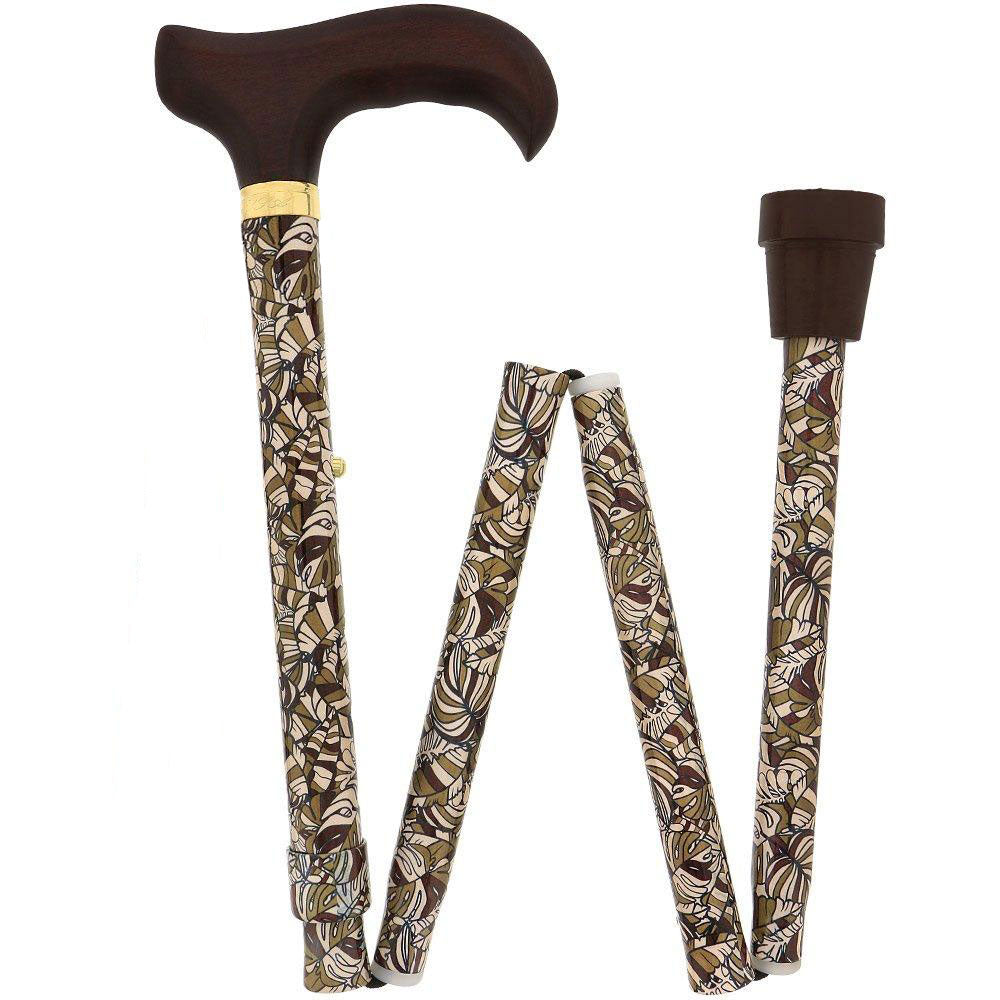Bahama Leaf Adjustable Walking Cane with Ergonomic Wooden Handle - Lightweight Support Cane for Seniors & Mobility Assistance - Perfect for Indoor/Outdoor Use, Travel & Daily Walking Support