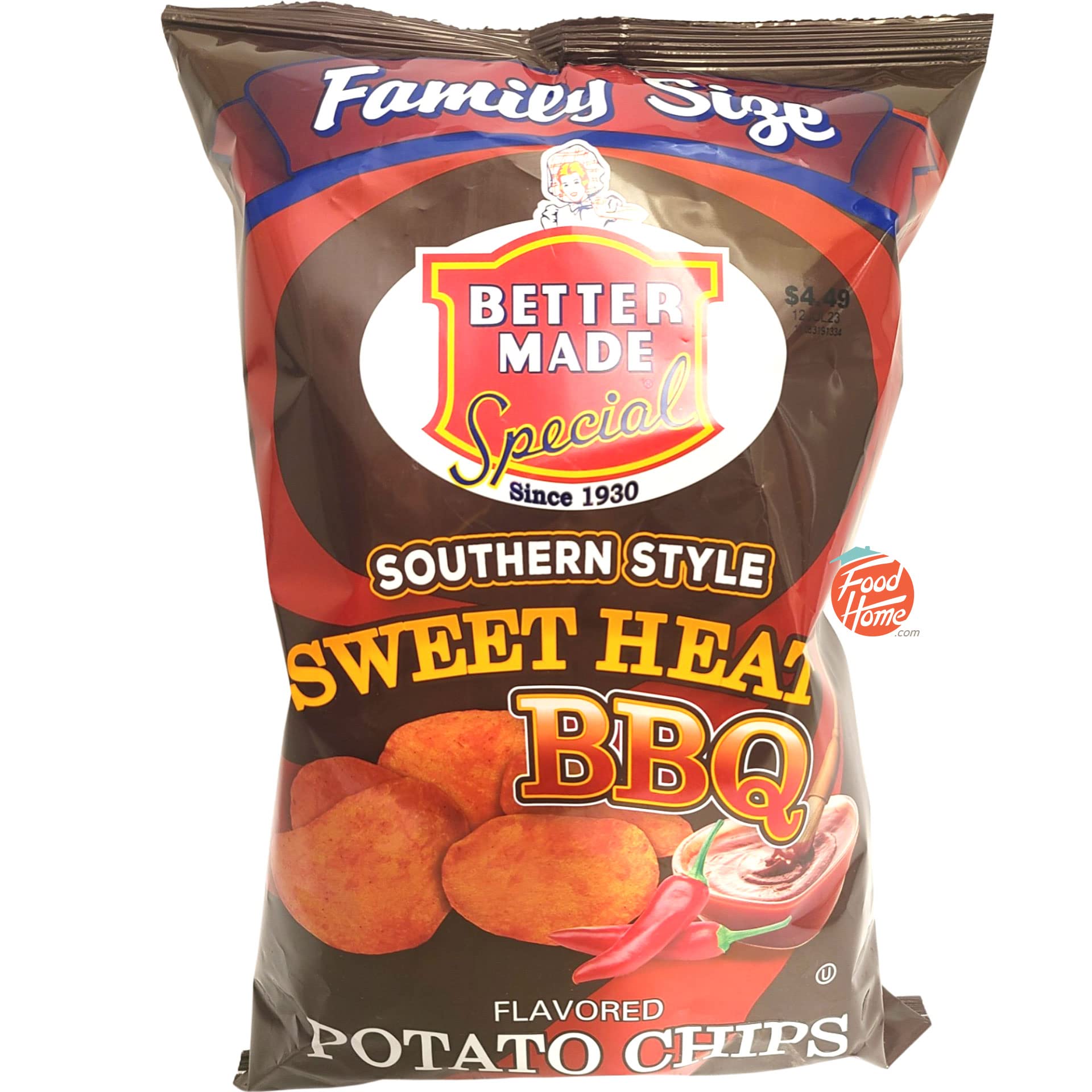 Better Made Family Size Southern Style Sweet Heat BBQ Flavor Potato Chips - 8.5-Ounce Bag - Perfect for Picnics, Parties & Snacking